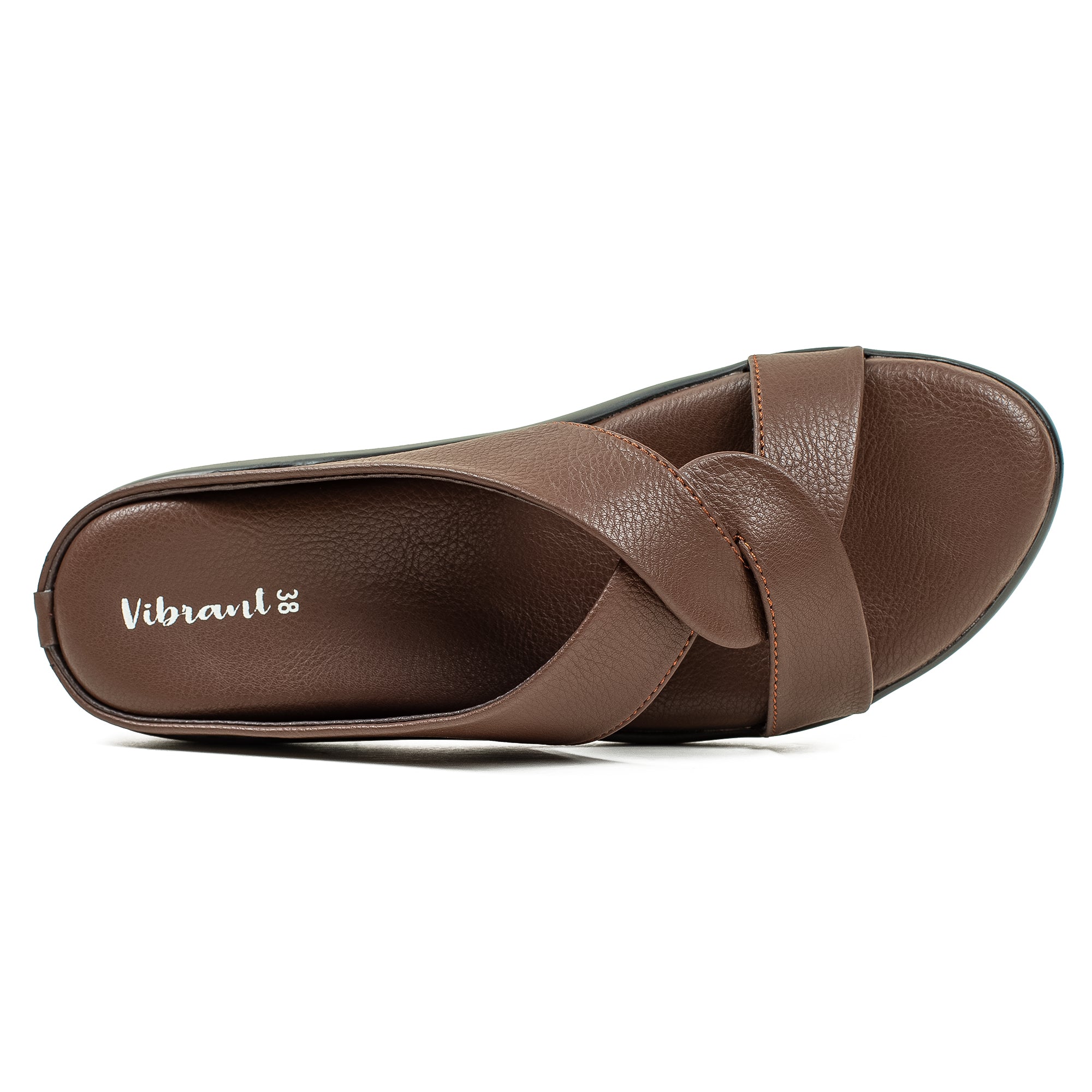 Vibrant Ladies Chocolate Wedge Sandal – Comfortable & Stylish PU Leather - Vibrantbd.com