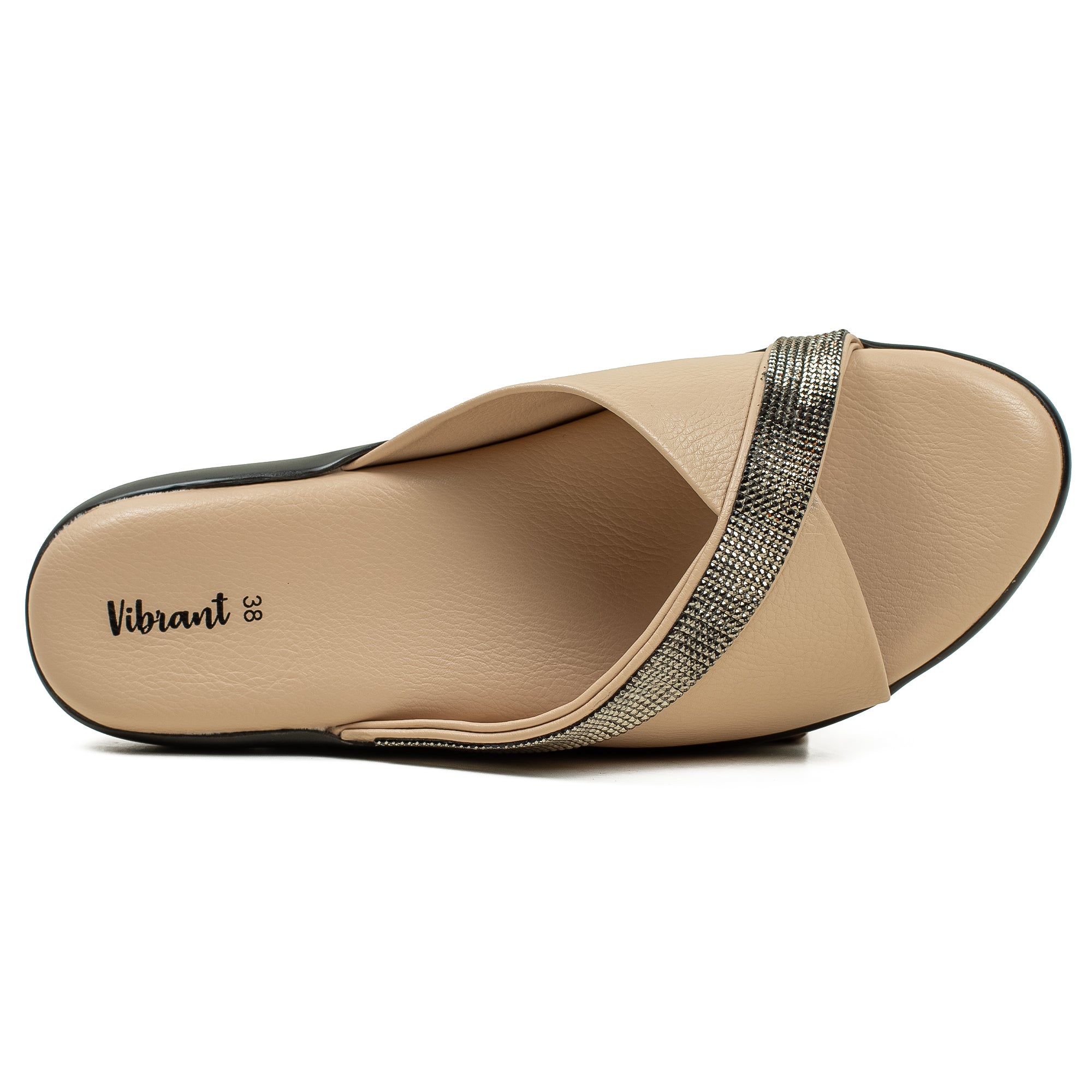 Vibrant Ladies Beige Wedge Heel Sandal – Comfortable & Stylish PU Leather - Vibrantbd.com