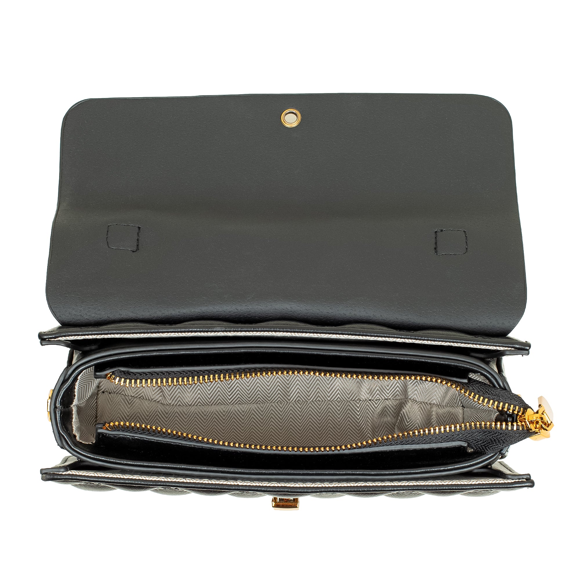 Black Quilted Satchel Bag with Chain Strap - Vibrantbd.com