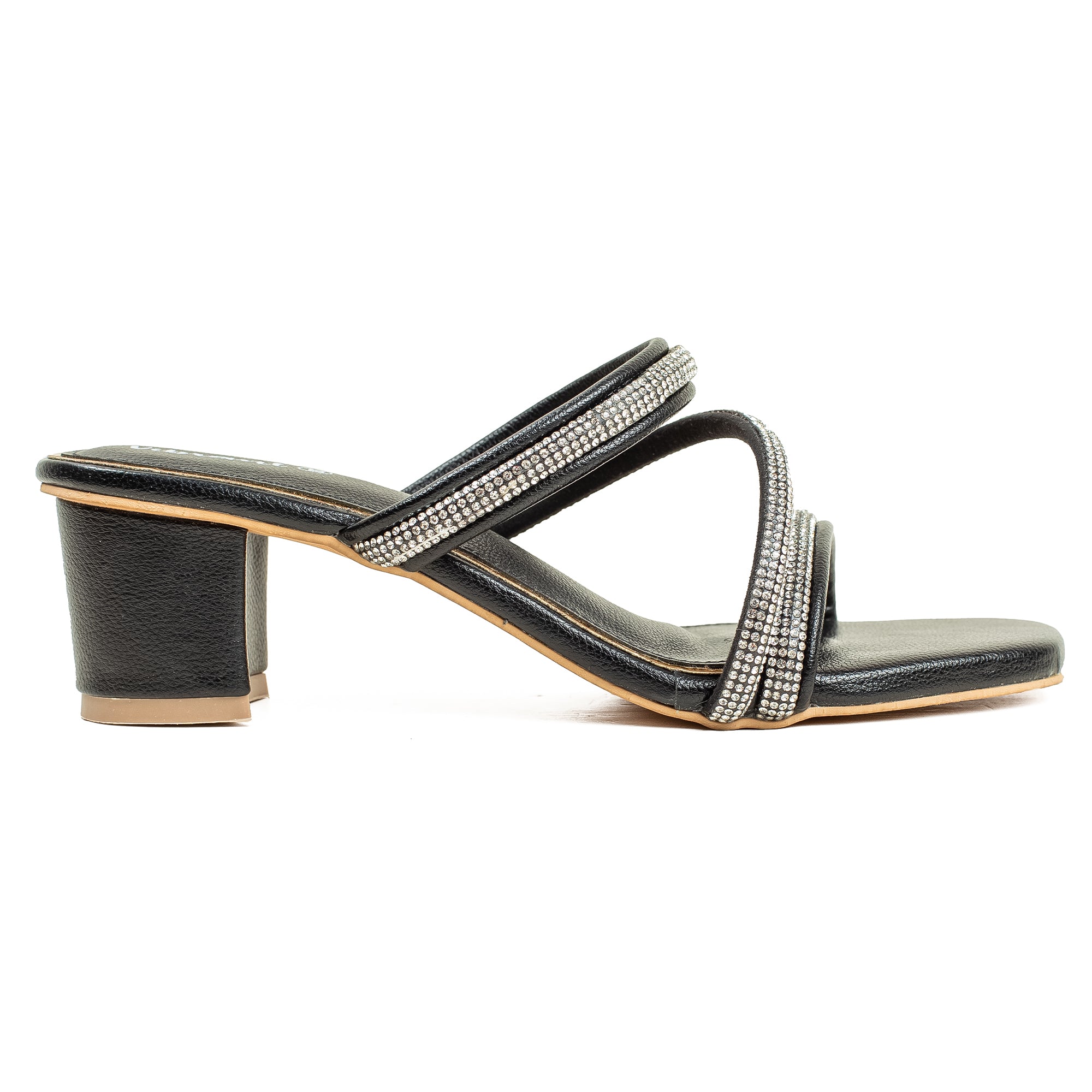 Vibrant Ladies Black Block Heel Sandal - Vibrantbd.com