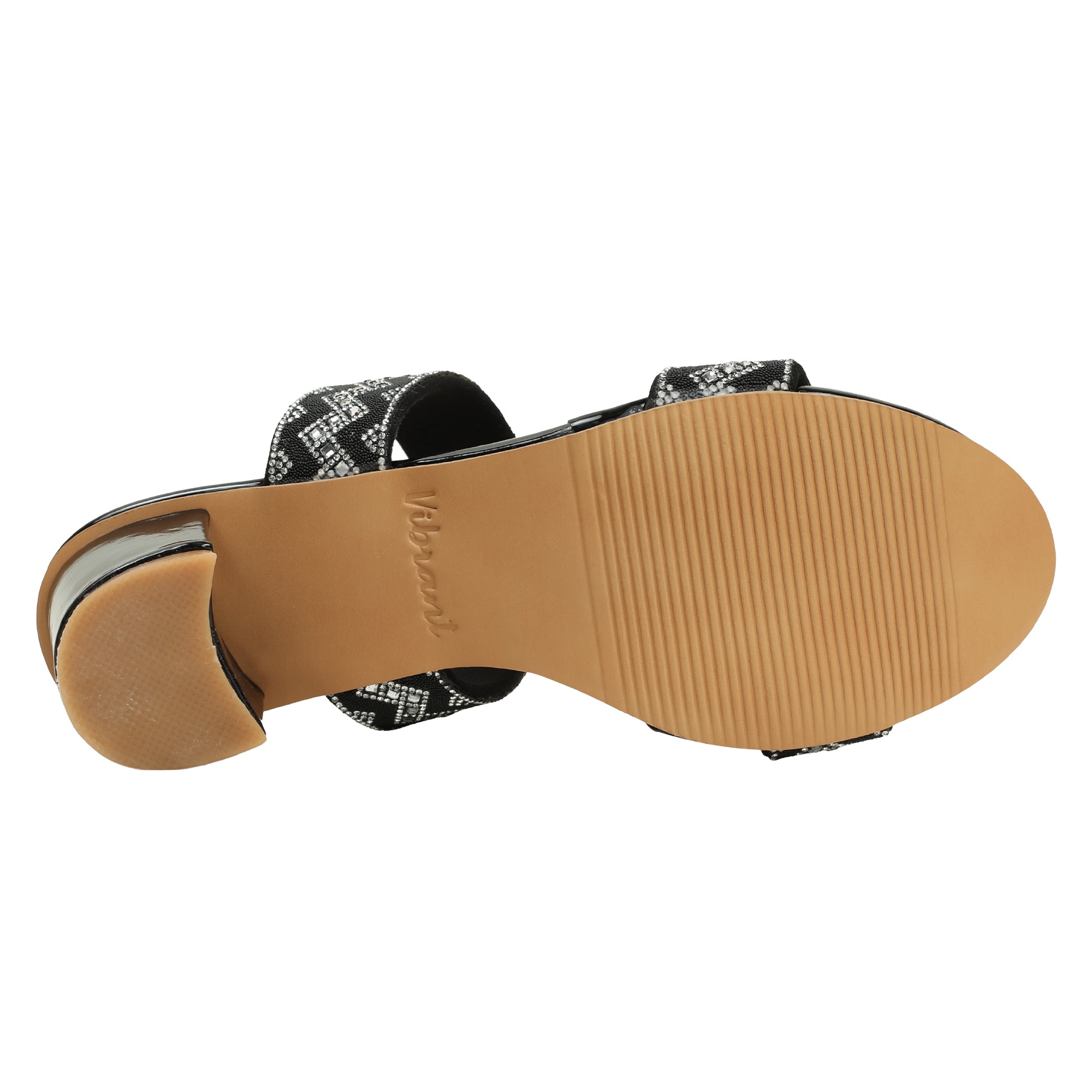 Zigzag Pattern Black Block Heel Sandal - Vibrantbd.com