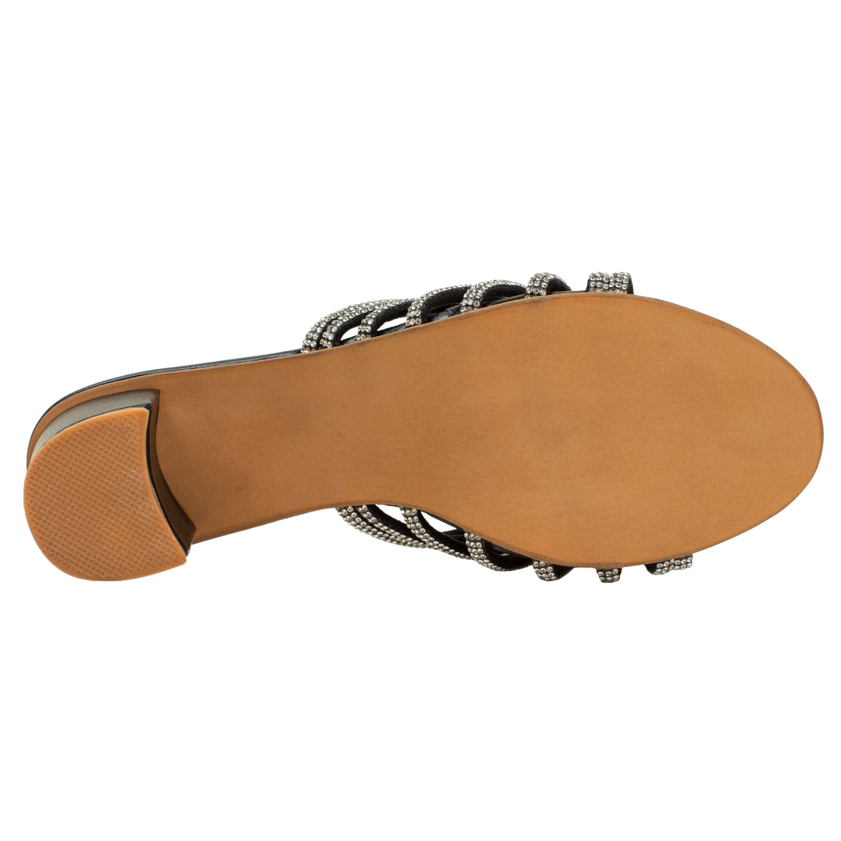 Women’s Black Open-Toe Block Heel Sandals with Rhinestone Straps - Vibrantbd.com