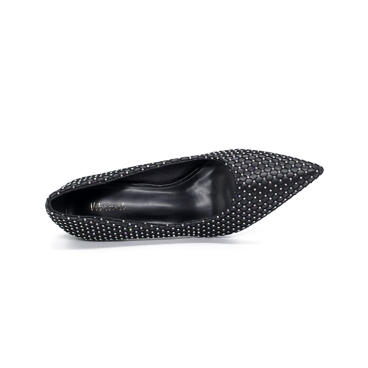 VIBRANT LADIES RHINESTONE KITTEN HEEL SHOE
