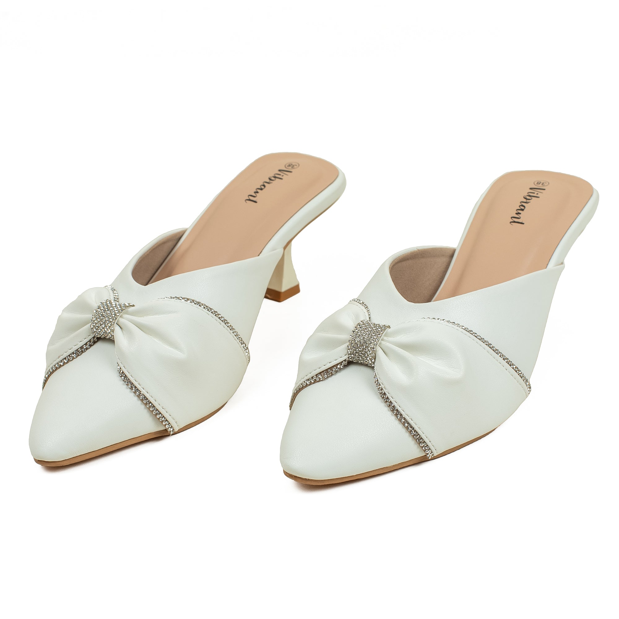 Vibrant Women's white pointed-toe heel - Vibrantbd.com