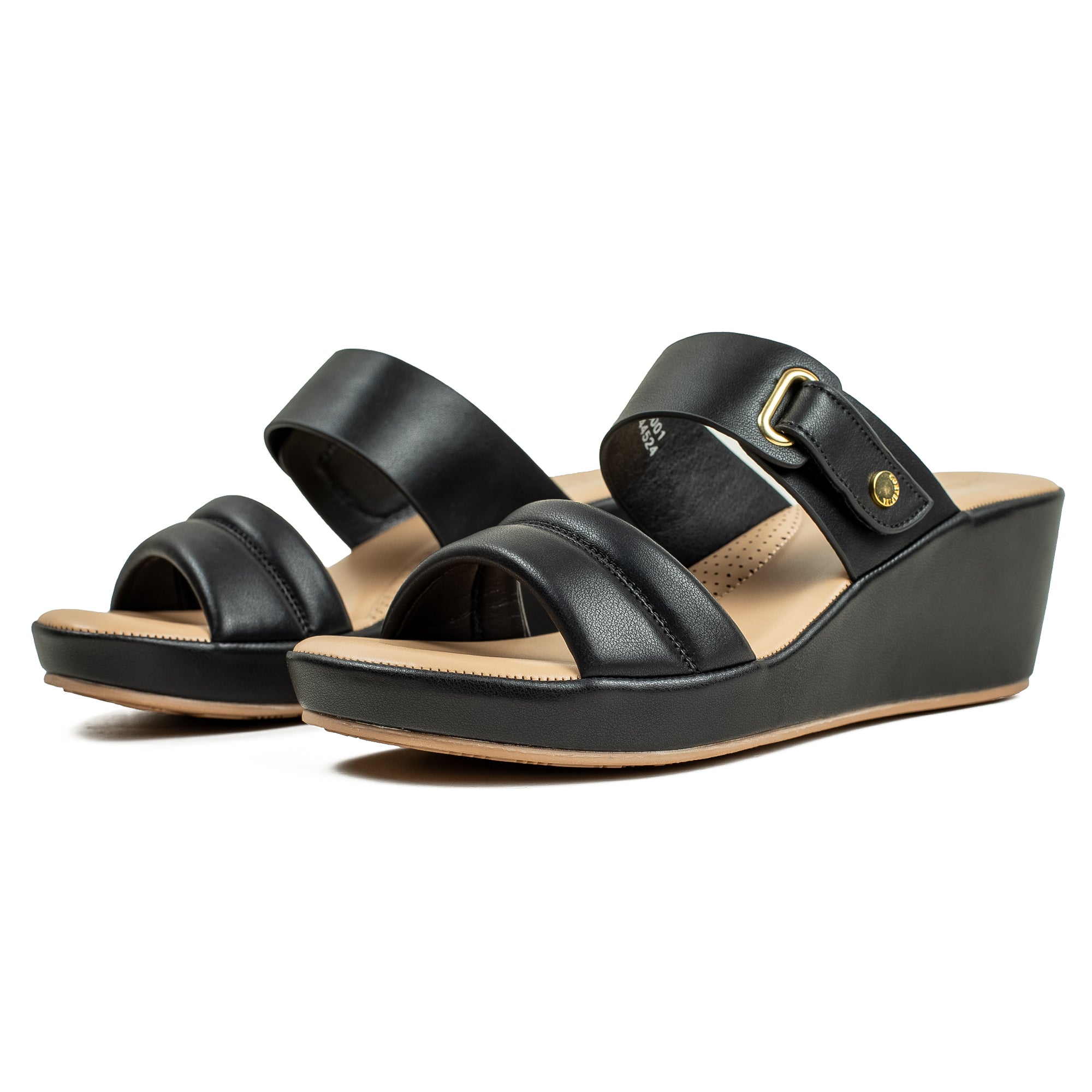Vibrant Ladies’ Black Wedge Heel Sandal – Dr. Vi Super Comfortable Fashion Sandal with PU Leather Upper & TPR Outsole - Vibrantbd.com