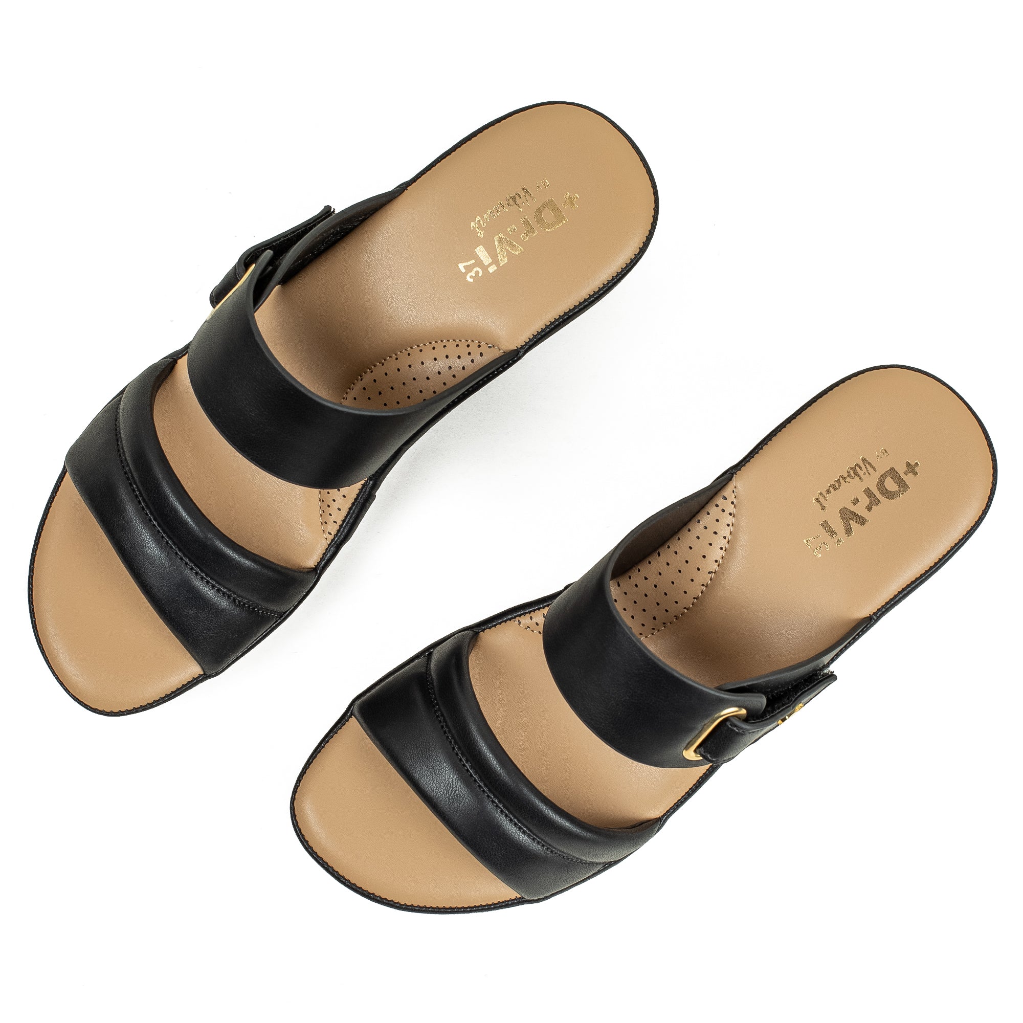 Vibrant Ladies’ Black Wedge Heel Sandal – Dr. Vi Super Comfortable Fashion Sandal with PU Leather Upper & TPR Outsole - Vibrantbd.com