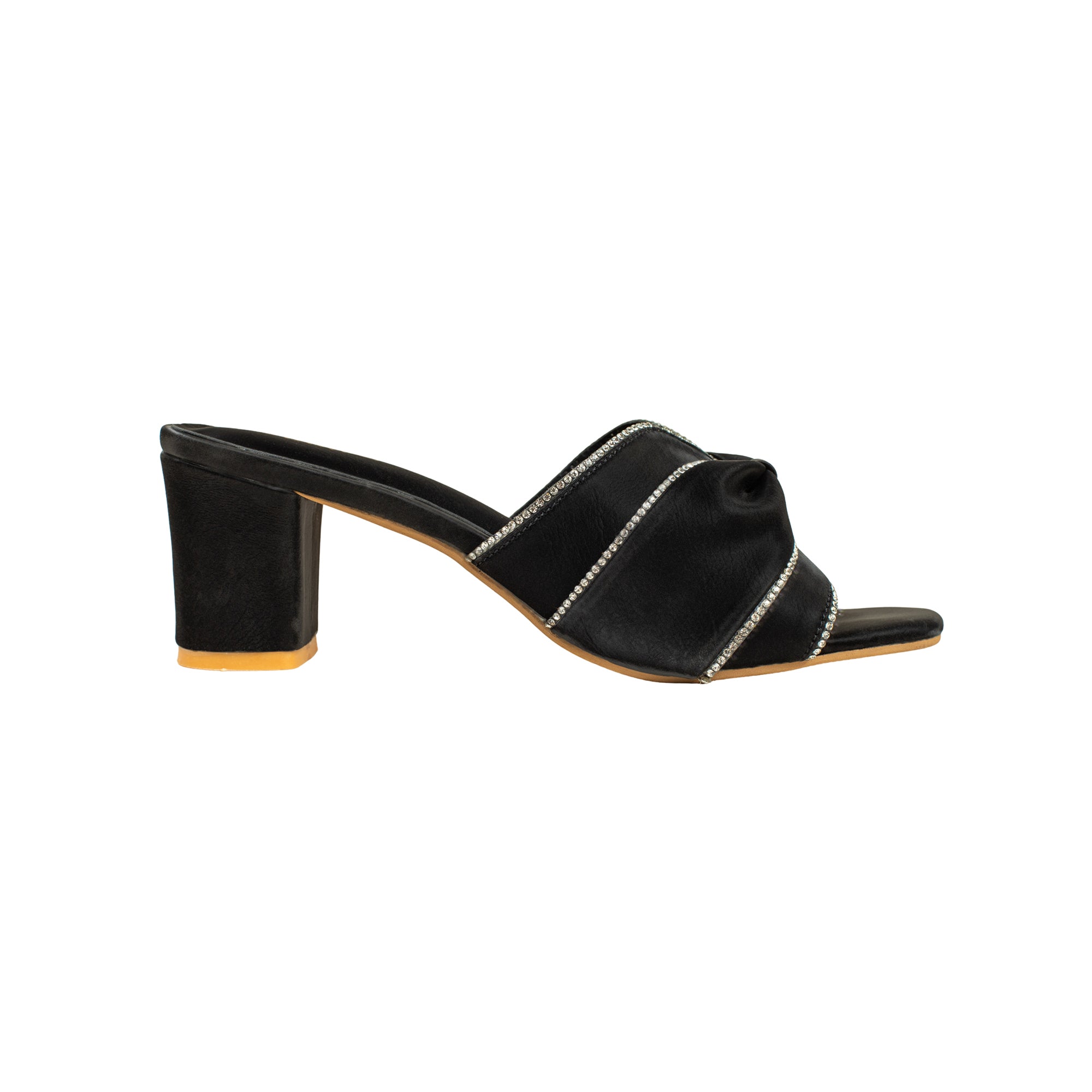 Black Luxe Stride Heeled Mules
