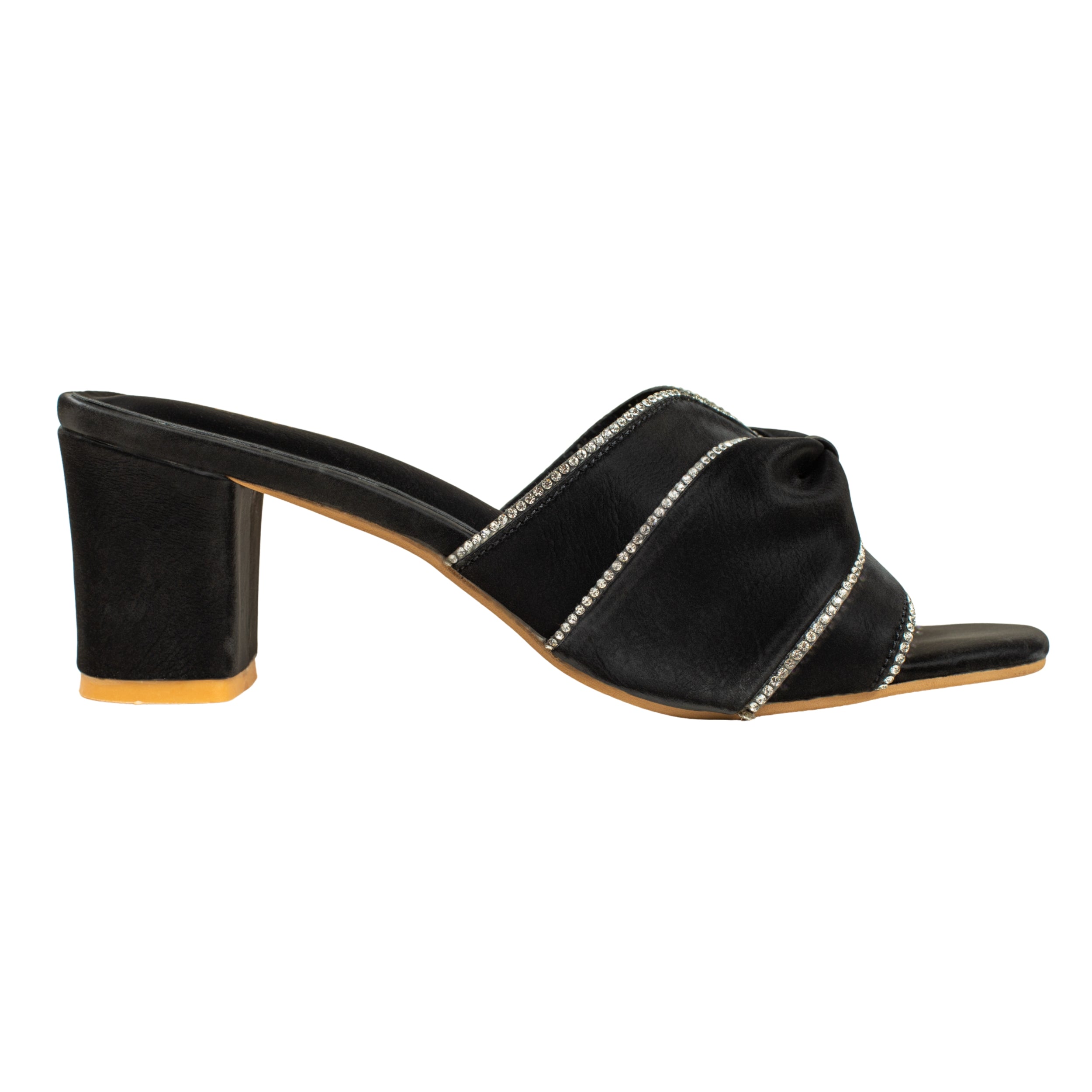 Black Luxe Stride Heeled Mules