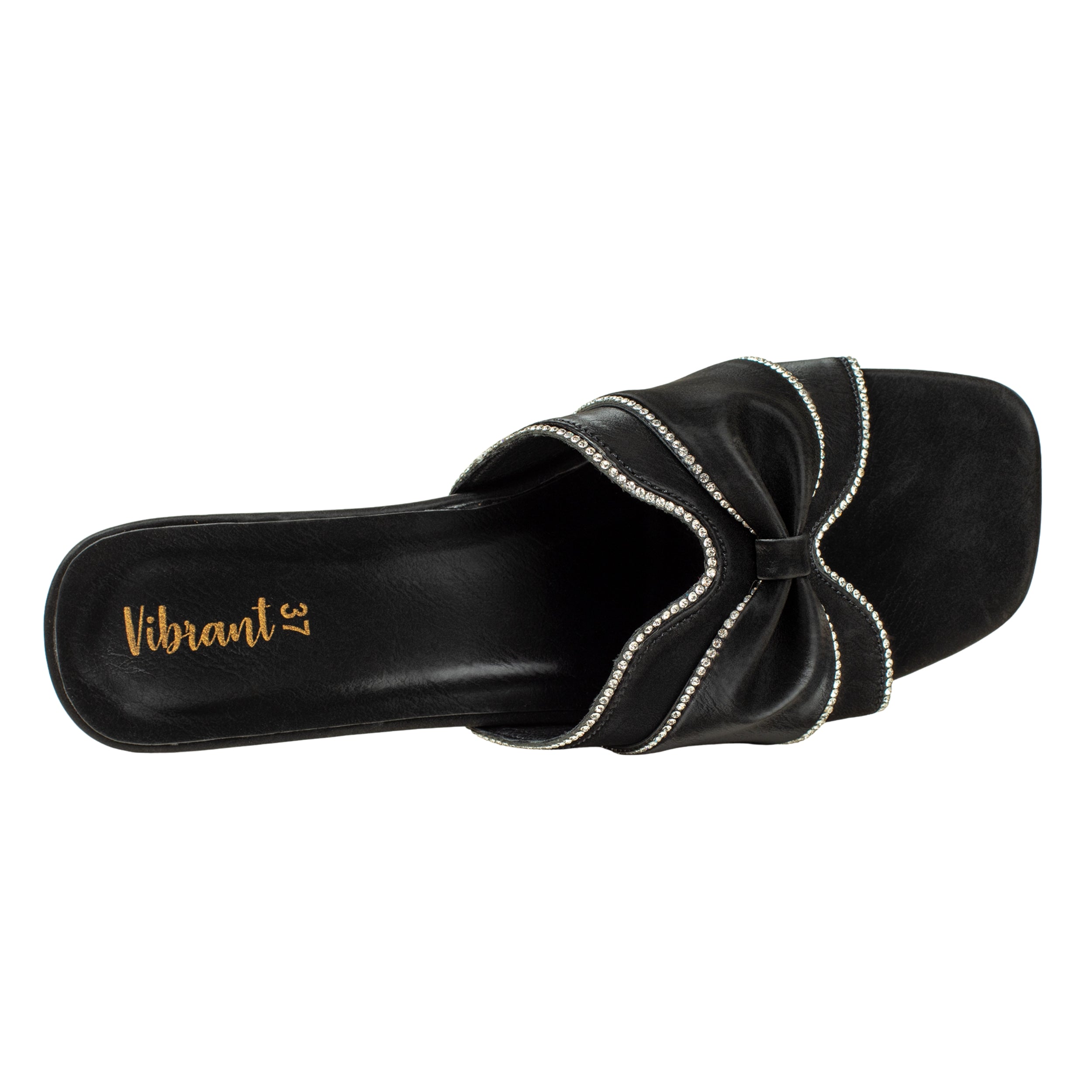 Black Luxe Stride Heeled Mules