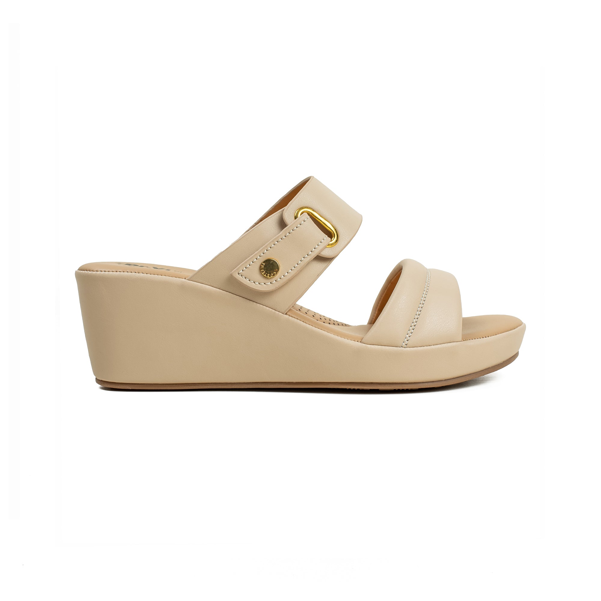 Vibrant Ladies’ Beige Wedge Heel Sandal – Dr. Vi Super Comfortable Fashion Sandal with PU Leather Upper & TPR Outsole - Vibrantbd.com