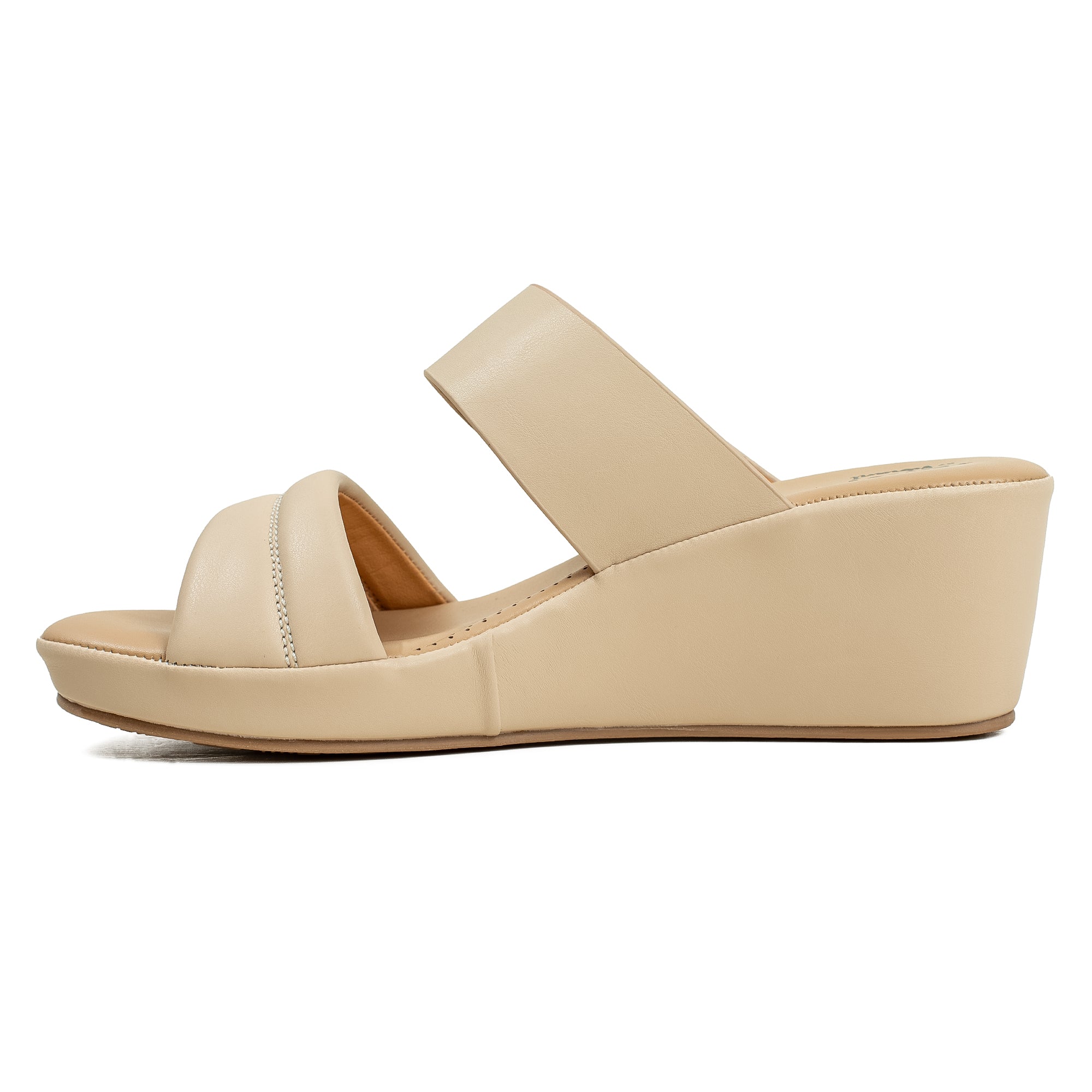 Vibrant Ladies’ Beige Wedge Heel Sandal – Dr. Vi Super Comfortable Fashion Sandal with PU Leather Upper & TPR Outsole - Vibrantbd.com