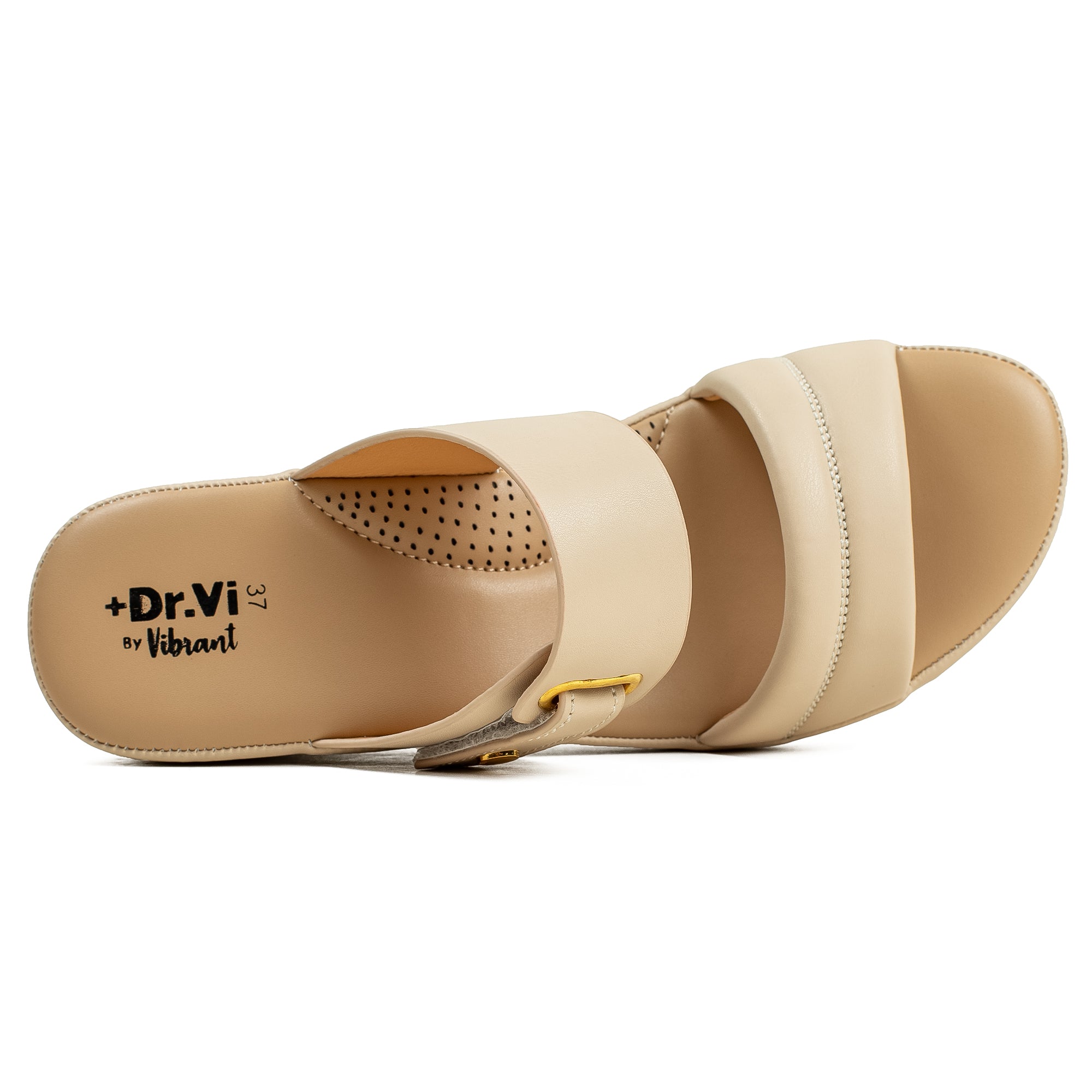 Vibrant Ladies’ Beige Wedge Heel Sandal – Dr. Vi Super Comfortable Fashion Sandal with PU Leather Upper & TPR Outsole - Vibrantbd.com