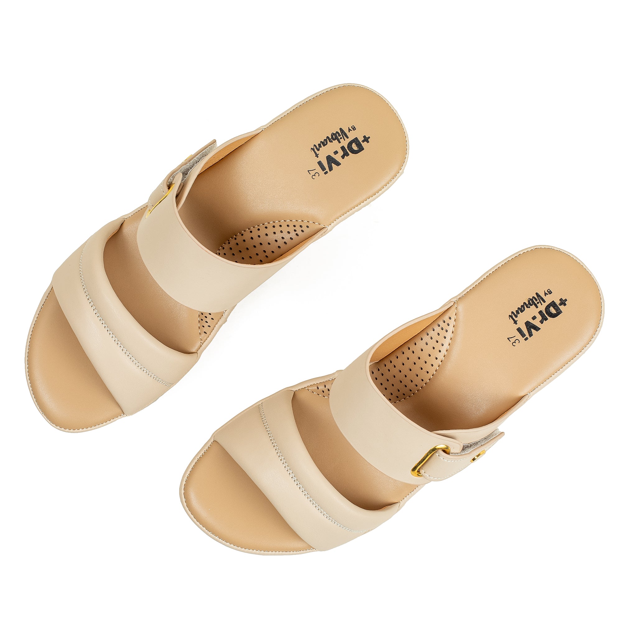 Vibrant Ladies’ Beige Wedge Heel Sandal – Dr. Vi Super Comfortable Fashion Sandal with PU Leather Upper & TPR Outsole - Vibrantbd.com