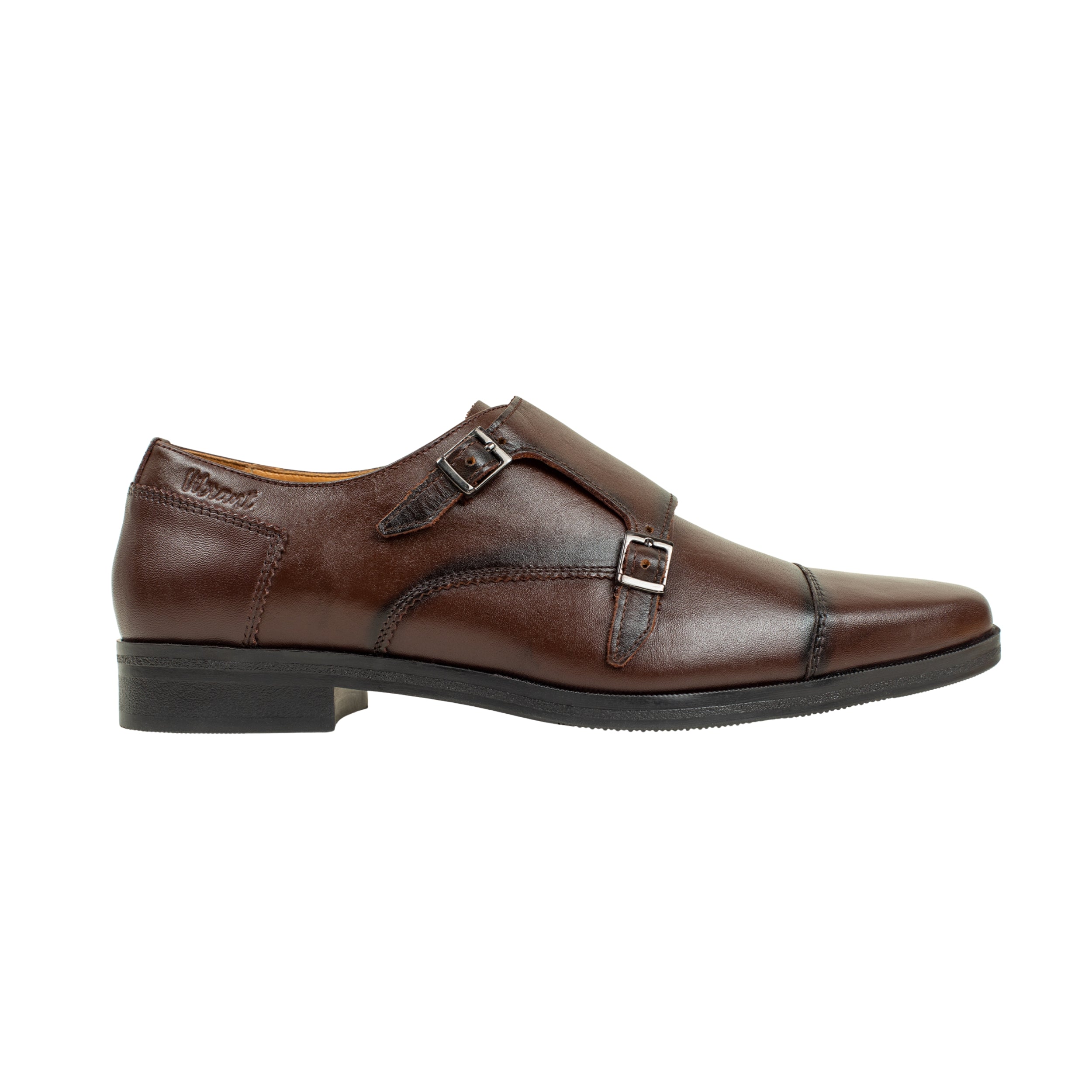 Vibrant Brown Classic Monk Men's Leather Formal Shoes | Vibrant® Elegant Dress Shoes