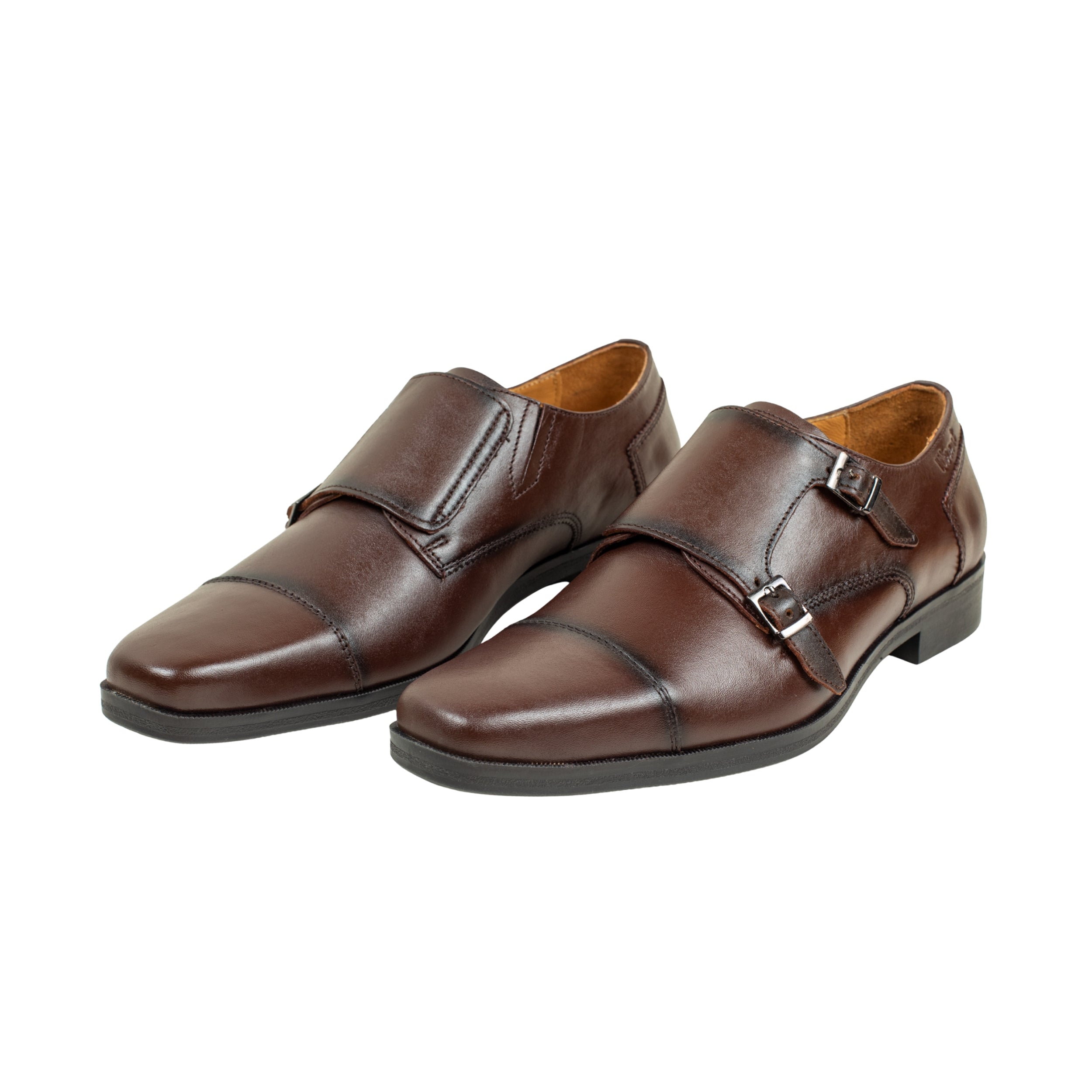 Vibrant Brown Classic Monk Men's Leather Formal Shoes | Vibrant® Elegant Dress Shoes - Vibrantbd.com
