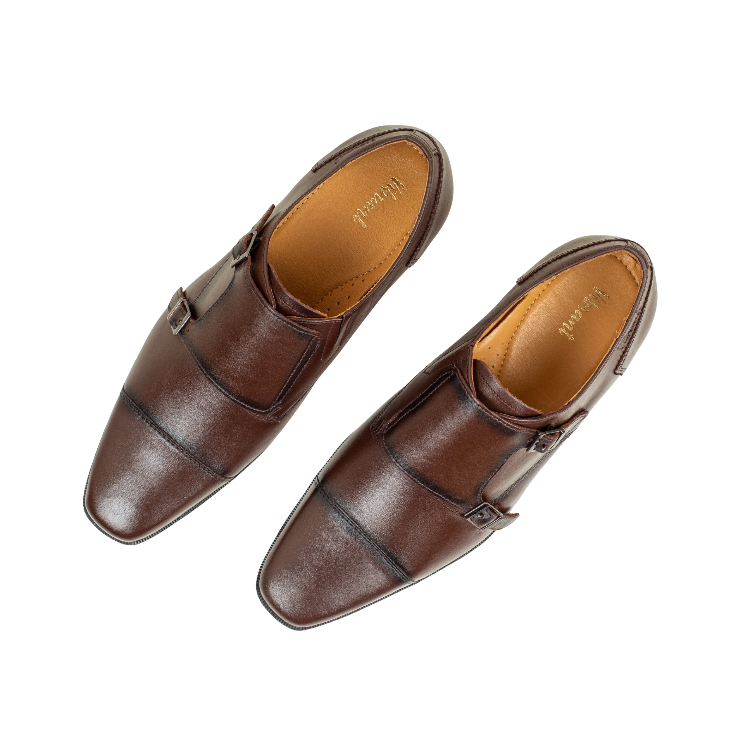 Vibrant Brown Classic Monk Men's Leather Formal Shoes | Vibrant® Elegant Dress Shoes - Vibrantbd.com