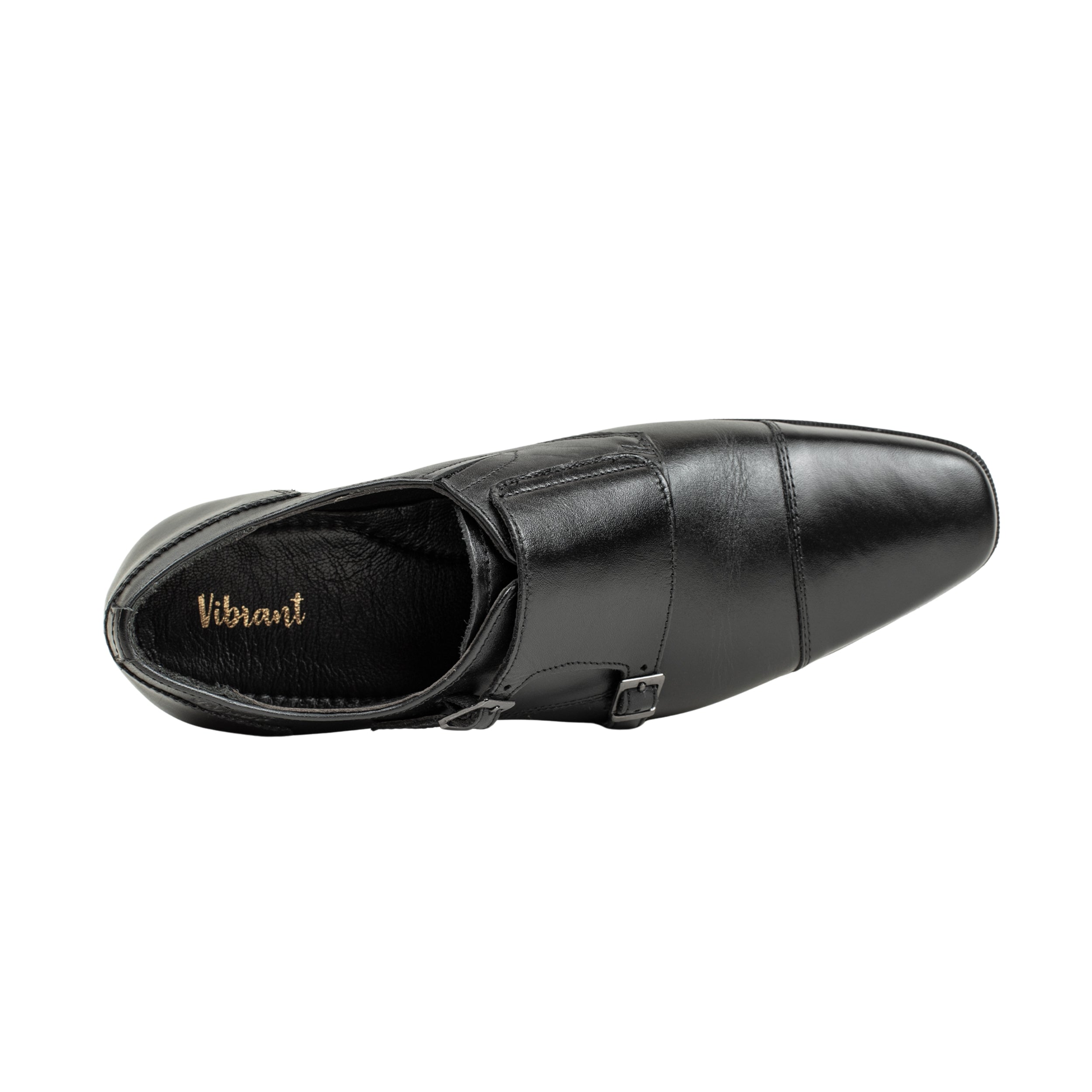 Vibrant Black Classic Monk Men's Leather Formal Shoes | Vibrant® Elegant Dress Shoes