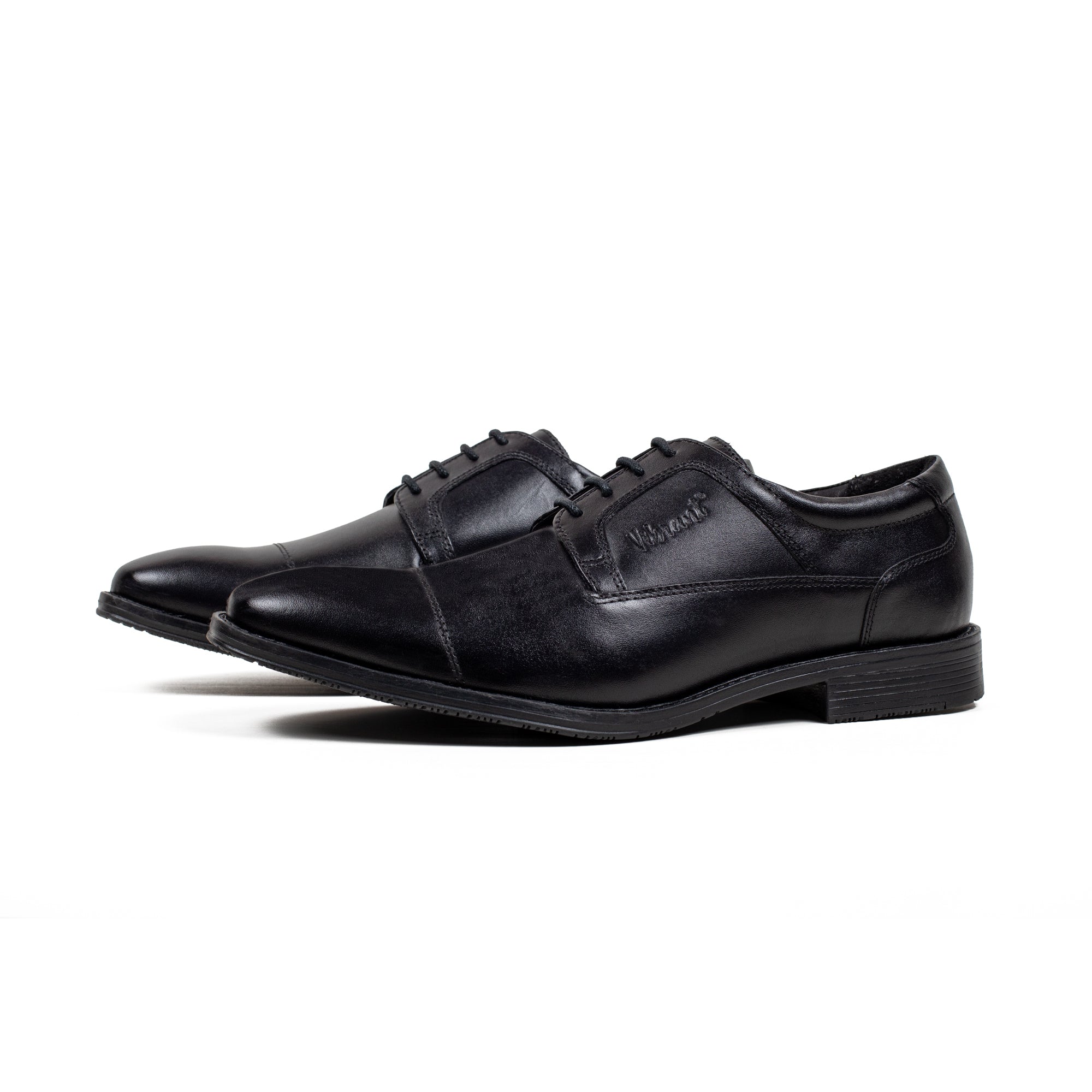 Men's Premium Black Leather Formal Oxford Shoes | Vibrant® Classic Cap-Toe Design - Vibrantbd.com