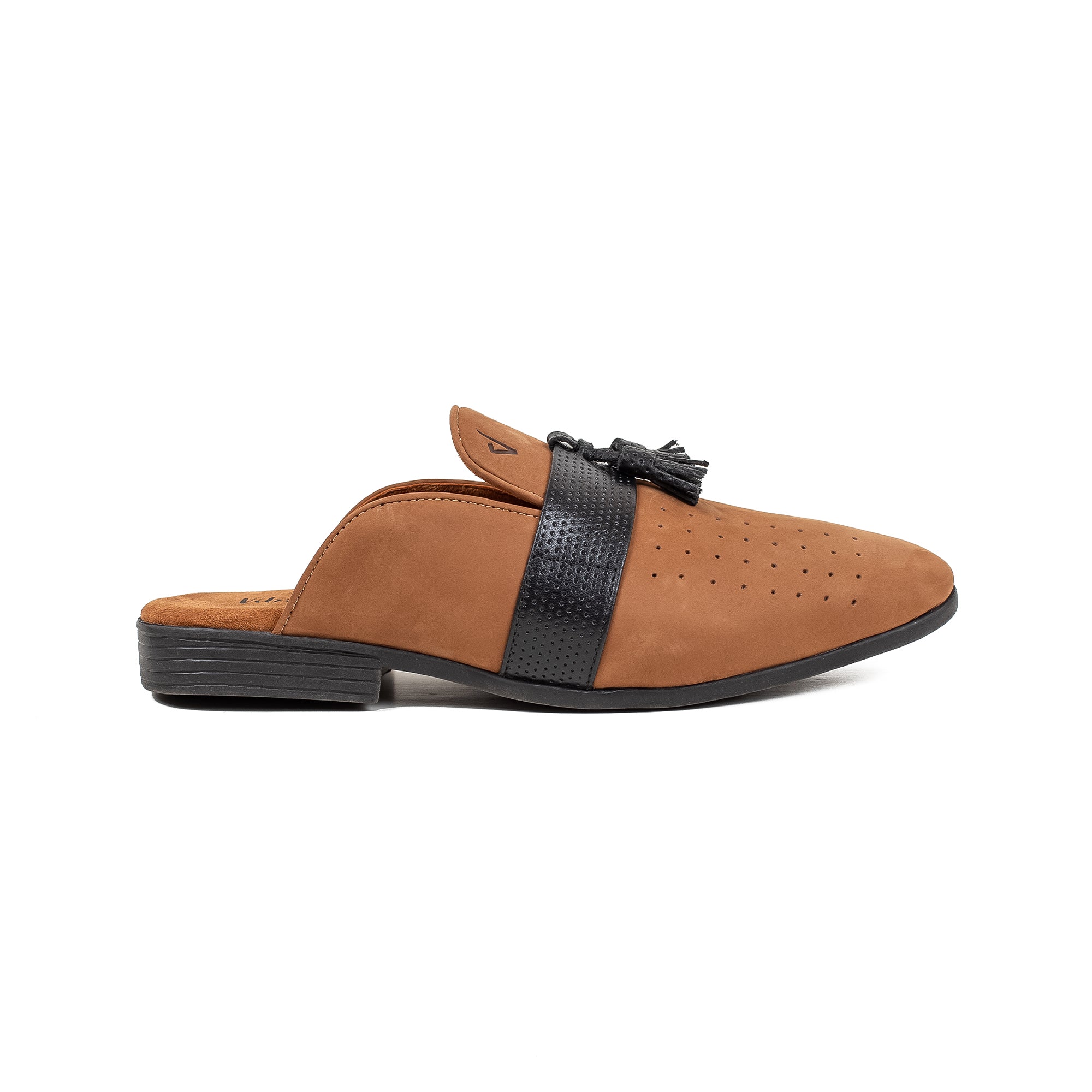 Men's Brown Nubuck Leather Slip-On Half Shoes Vibrant® Stylish Comfort  with TPR Outsole