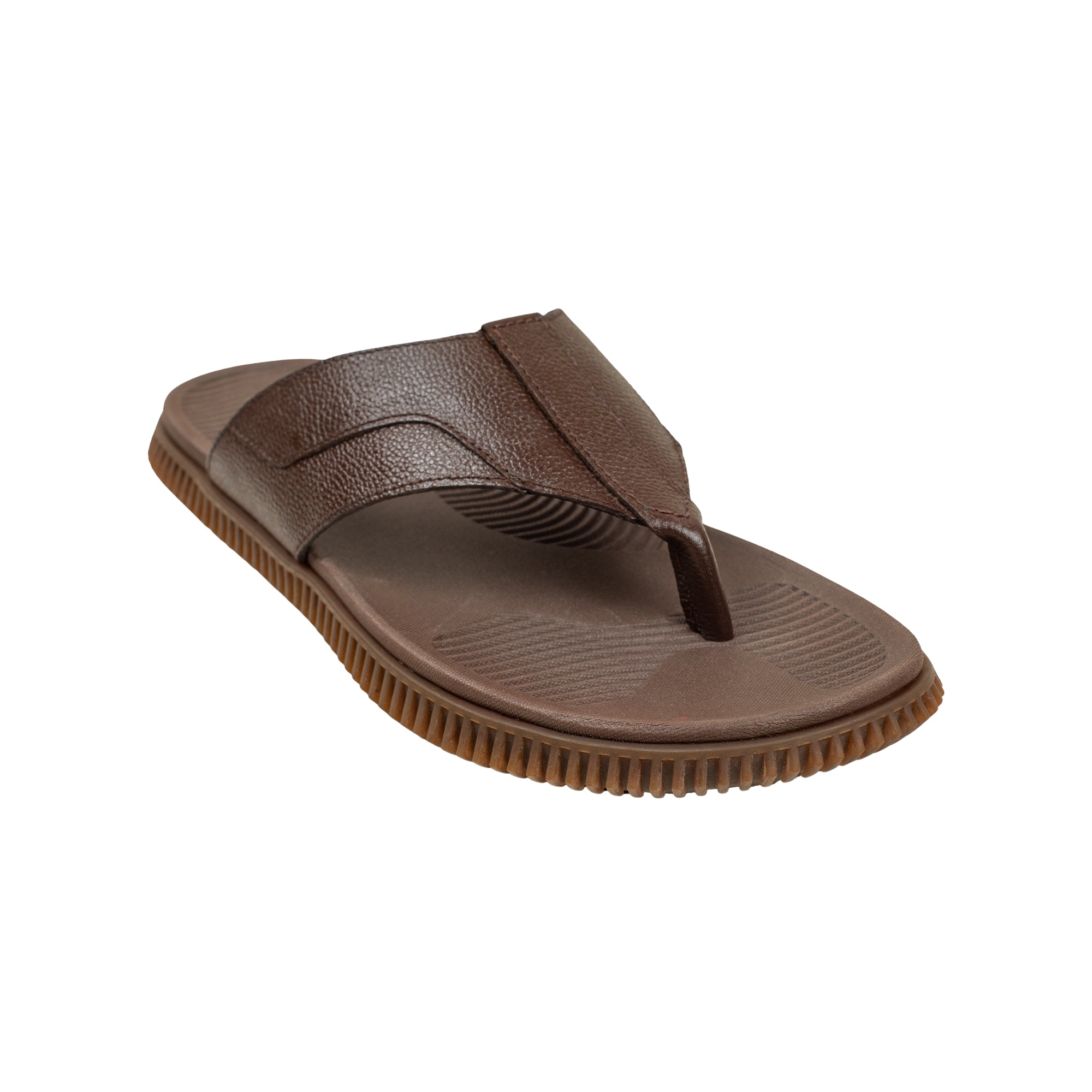 Vibrant Men's Brown Leather Toe-Post Sandal – Stylish & Comfortable Casual Wear