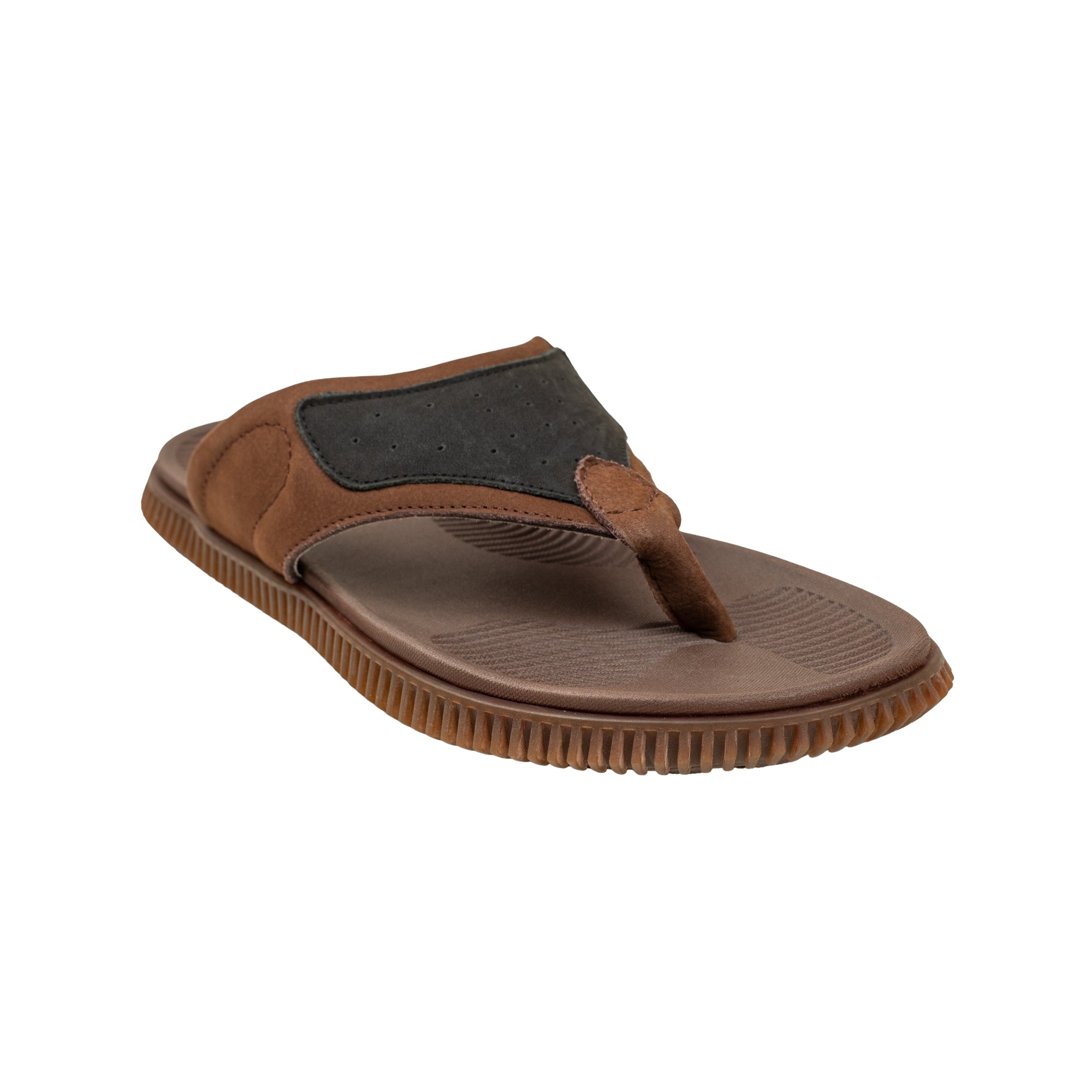 Vibrant Men's Brown Leather Toe-Post Sandal – Stylish & Comfortable Casual Wear