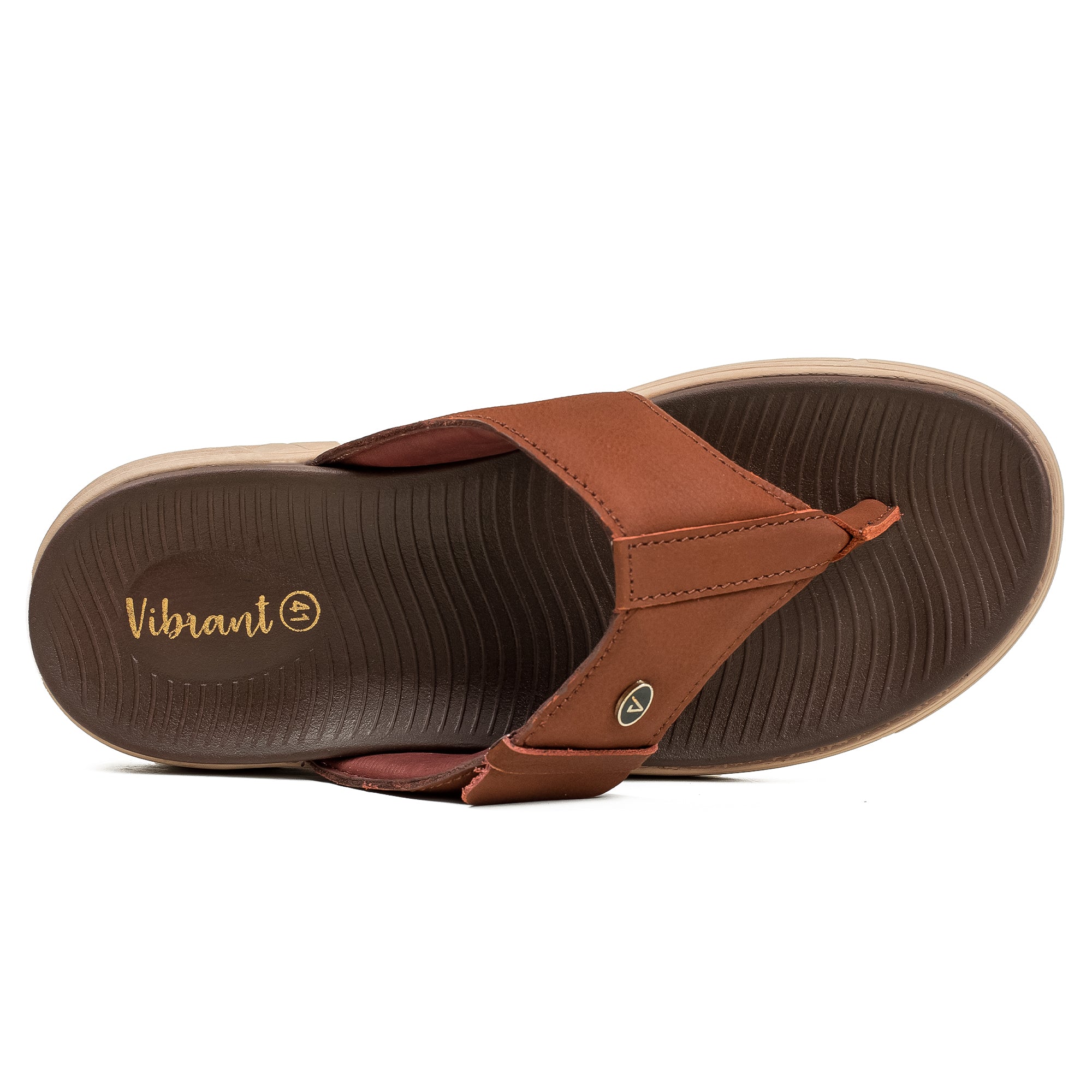 Vibrant Men's Brown Nubuck Leather Toe-Post Sandal – Lightweight Phylon Sole & Cushioned Insole for Maximum Comfort & Style - Vibrantbd.com