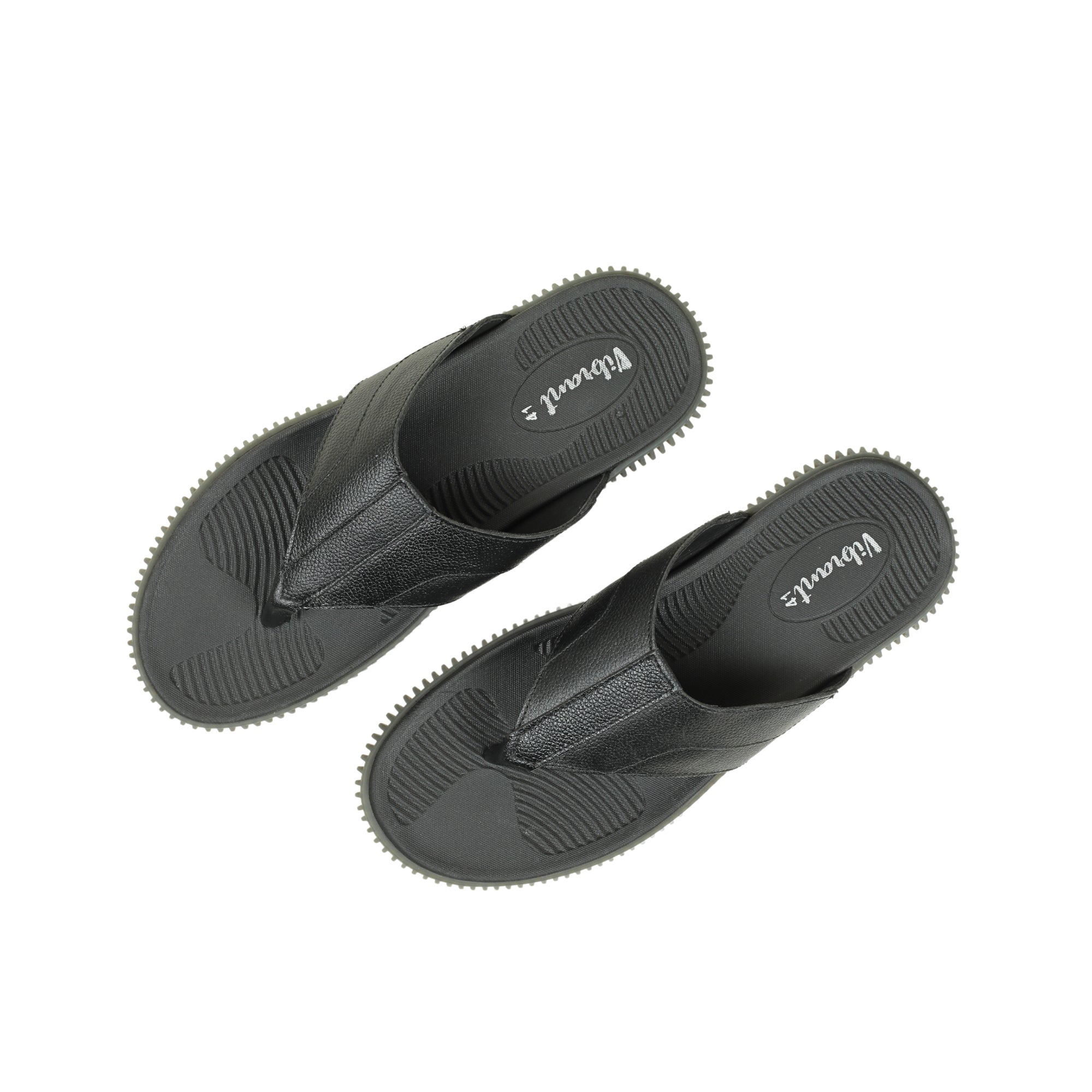 Vibrant Men's Black Leather Toe-Post Sandal – Stylish & Comfortable Casual Wear - Vibrantbd.com