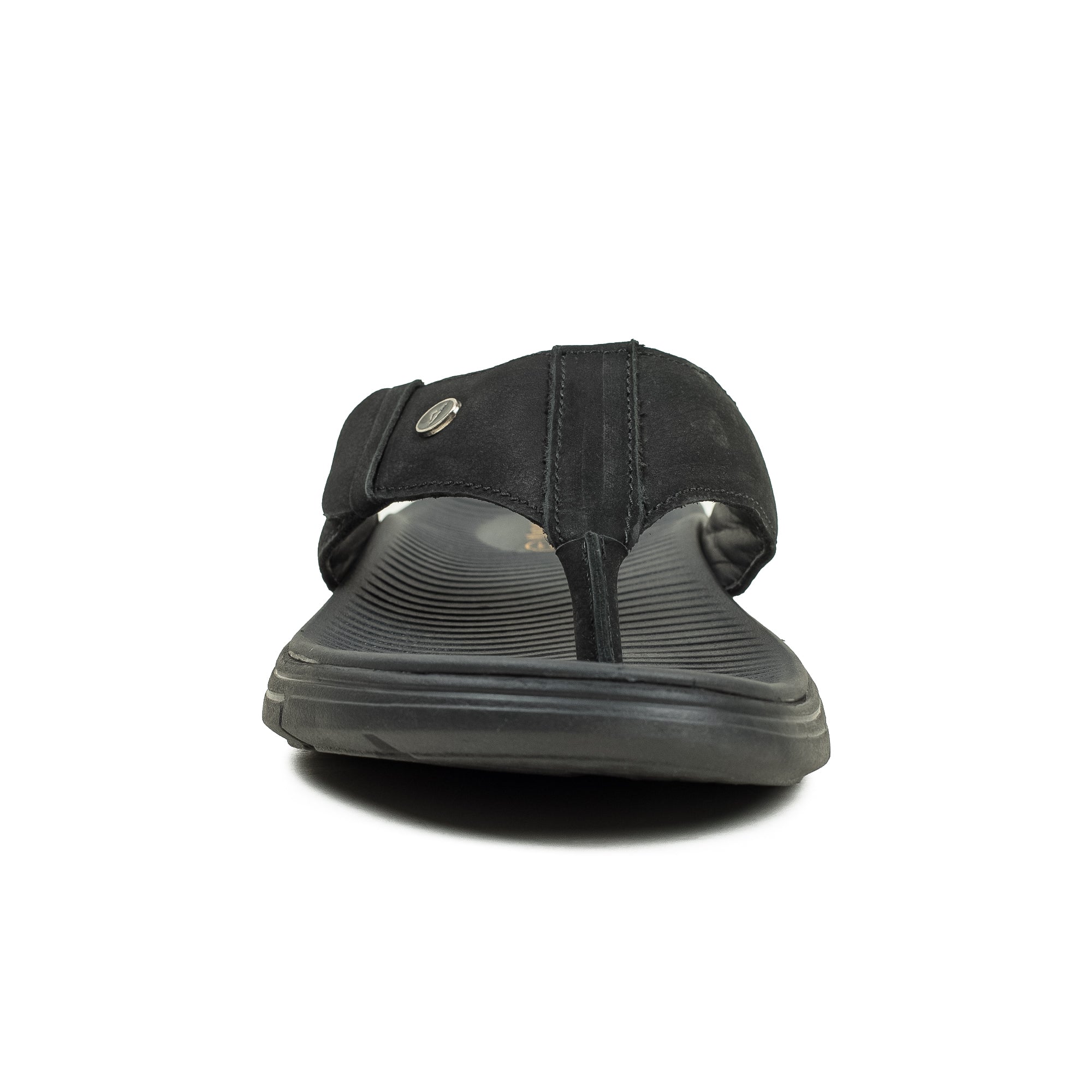 Vibrant Men's Black Nubuck Leather Toe-Post Sandal – Lightweight Phylon Sole & Cushioned Insole for Maximum Comfort & Style - Vibrantbd.com