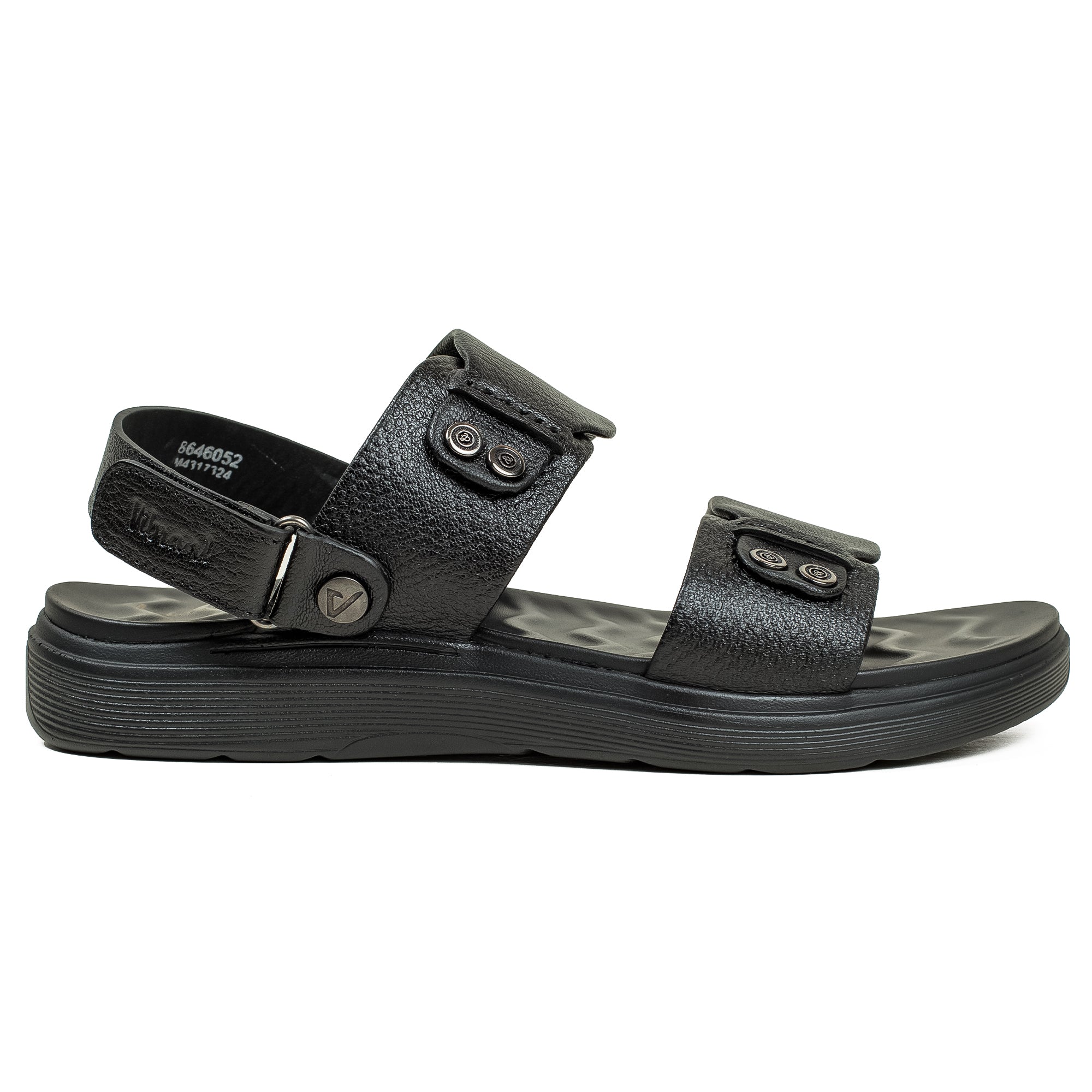 Vibrant Men's Black Genuine Leather Sandal – Lightweight Phylon Sole & Cushioned Insole for Maximum Comfort - Vibrantbd.com