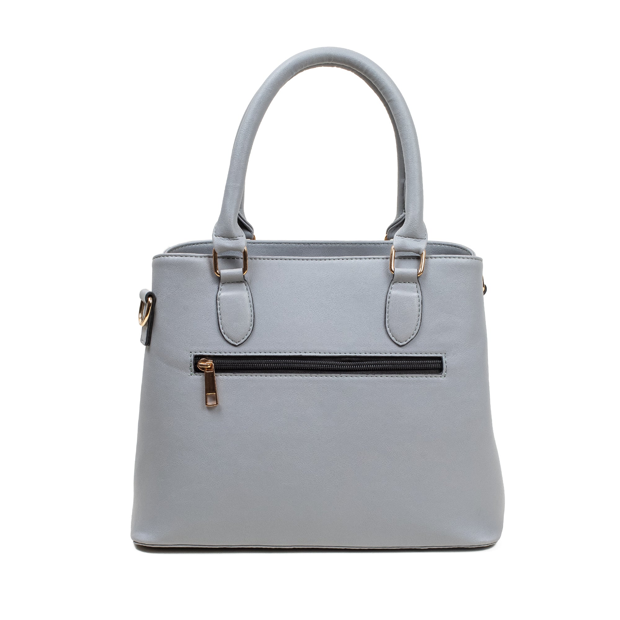 Elegant Ladies PU Leather Handbag in Gray | Vibrant® Multi-Compartment Tote with Flap Pocket - Vibrantbd.com