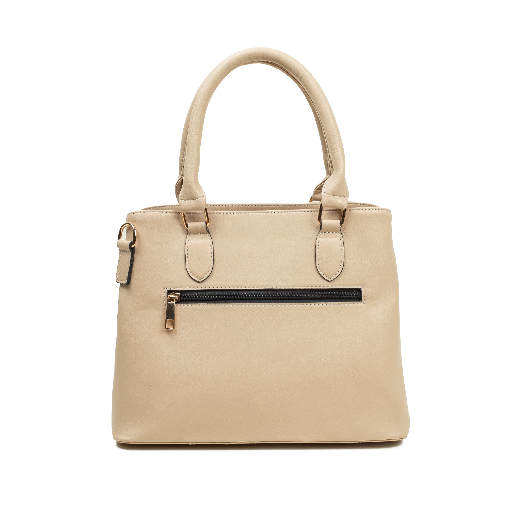 Elegant Ladies PU Leather Handbag in Beige | Vibrant® Multi-Compartment Tote with Flap Pocket - Vibrantbd.com