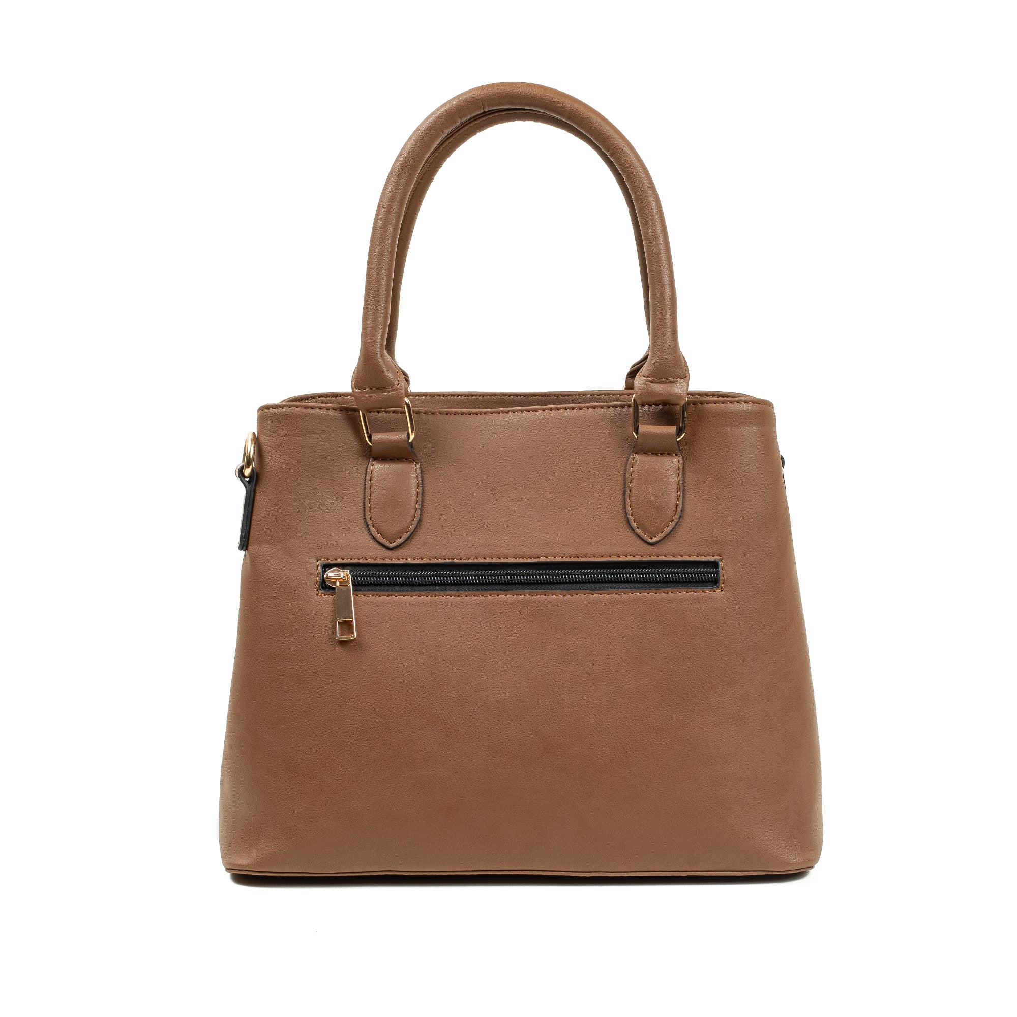 Elegant Ladies PU Leather Handbag in Tan | Vibrant® Multi-Compartment Tote with Flap Pocket - Vibrantbd.com
