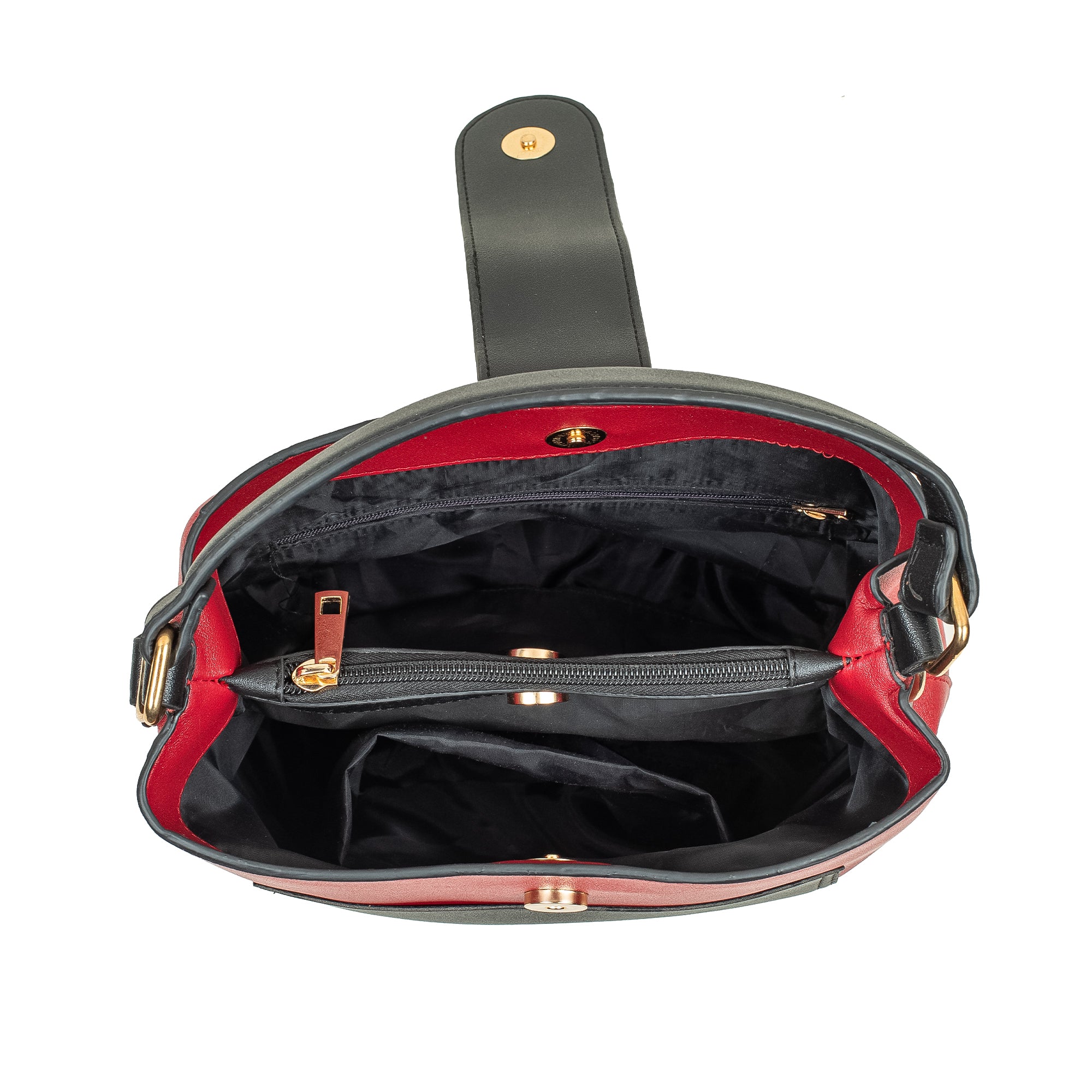 Vibrant Women's Red & Black PU Leather Handbag – Stylish & Trendy Shoulder Bag - Vibrantbd.com