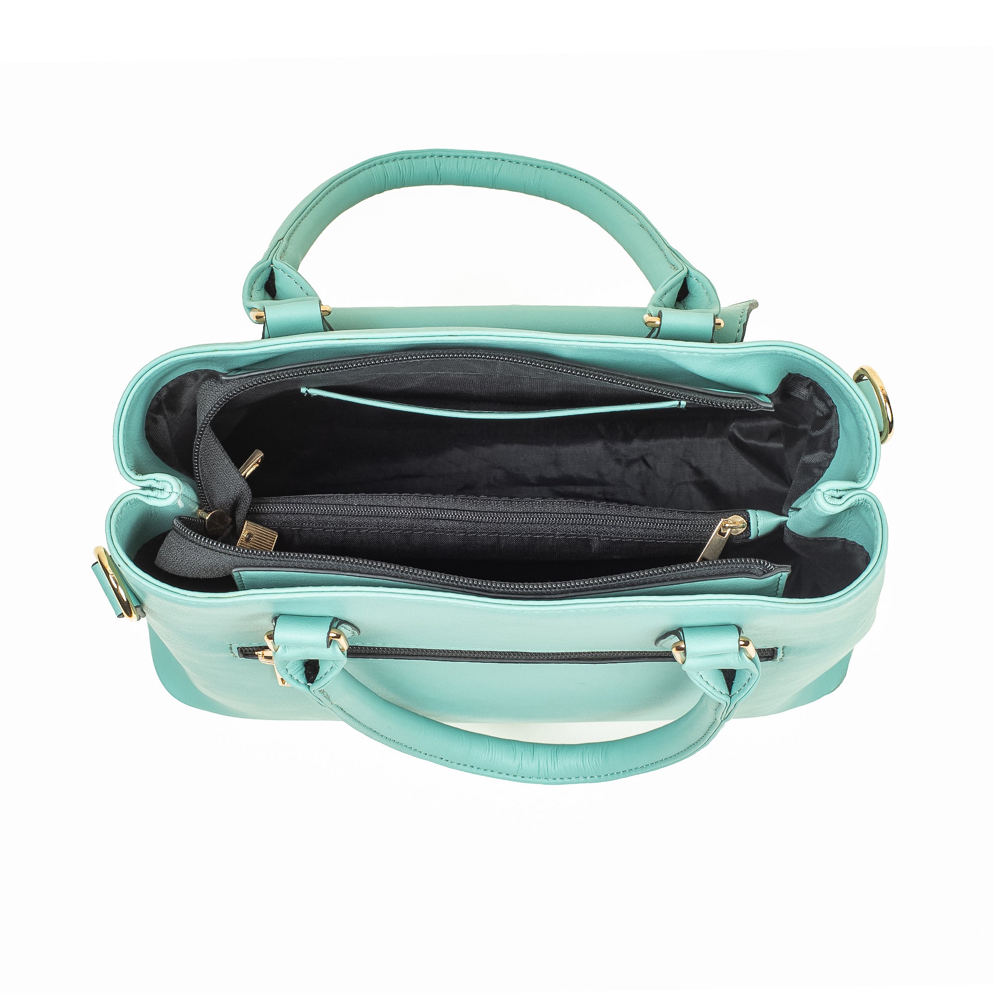 Elegant Ladies PU Leather Handbag in Mint Green | Vibrant® Multi-Compartment Tote with Flap Pocket - Vibrantbd.com