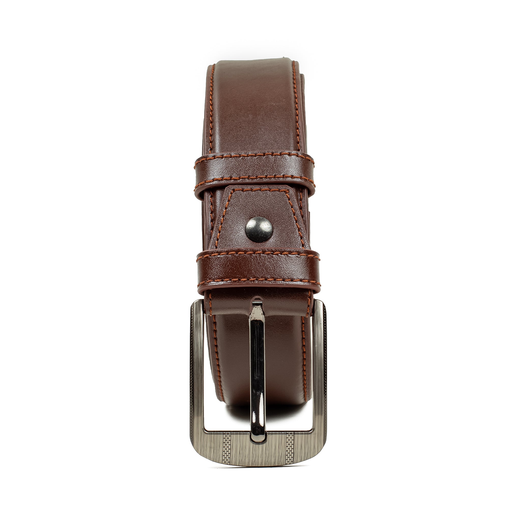 Men's Brown Genuine Leather Belt with Sleek Design and Durable Metal Buckle - Vibrantbd.com