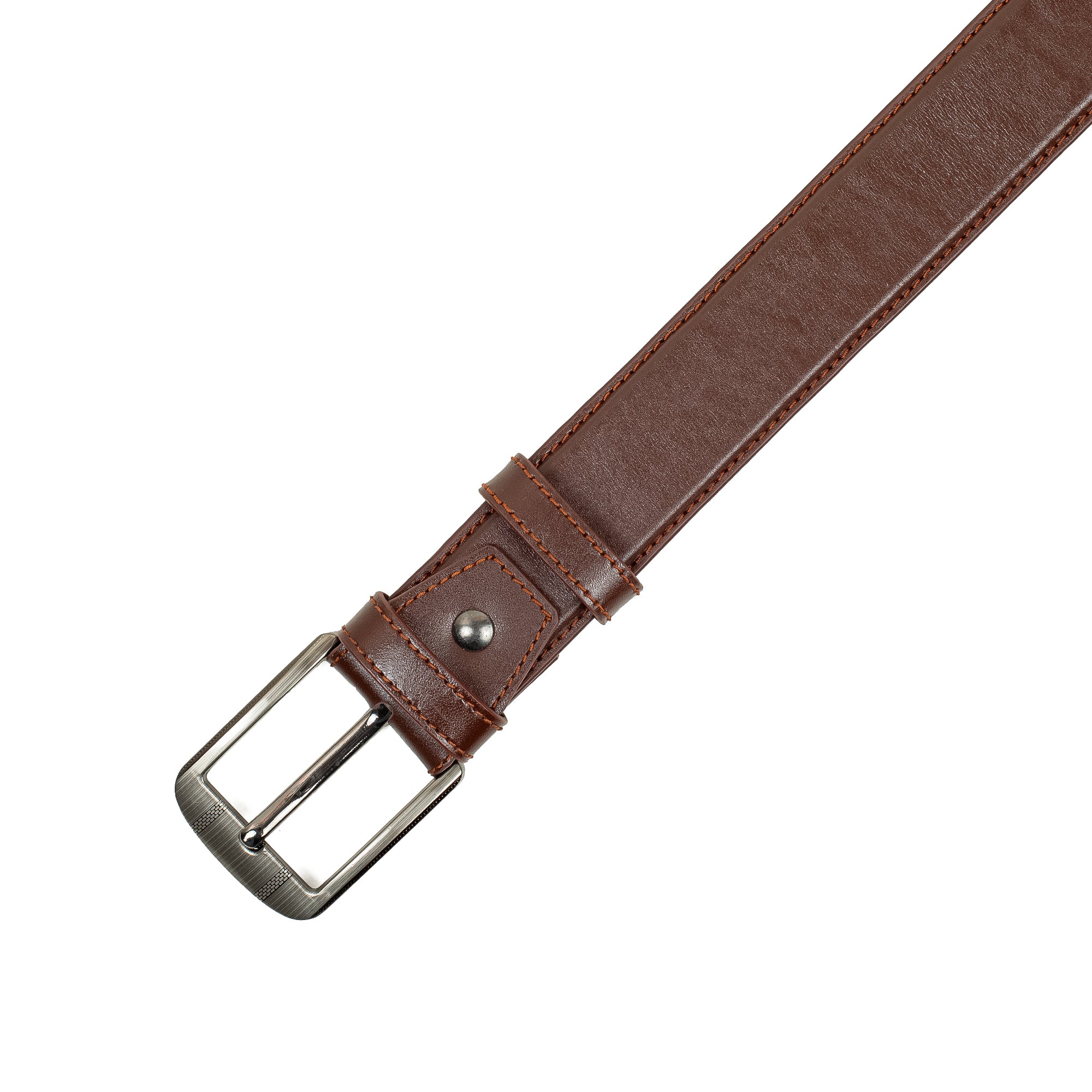 Men's Brown Genuine Leather Belt with Sleek Design and Durable Metal Buckle - Vibrantbd.com