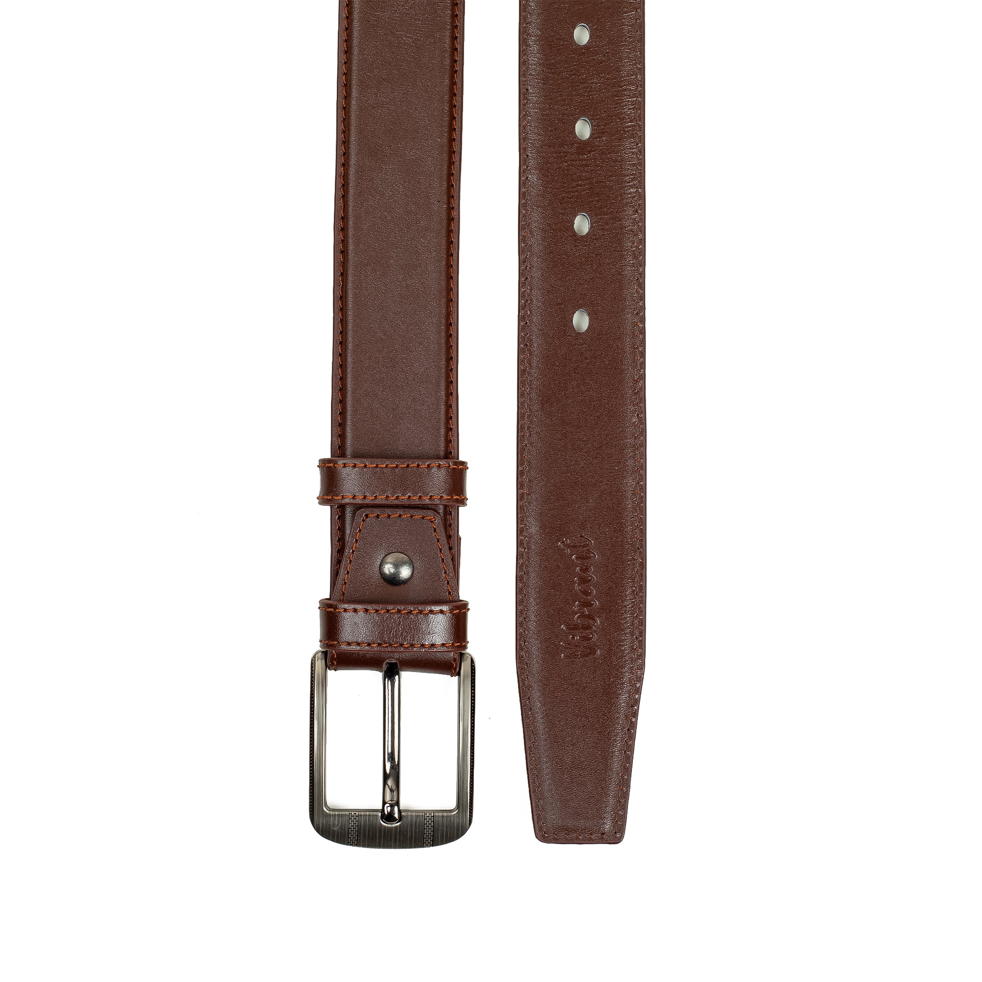 Men's Brown Genuine Leather Belt with Sleek Design and Durable Metal Buckle - Vibrantbd.com
