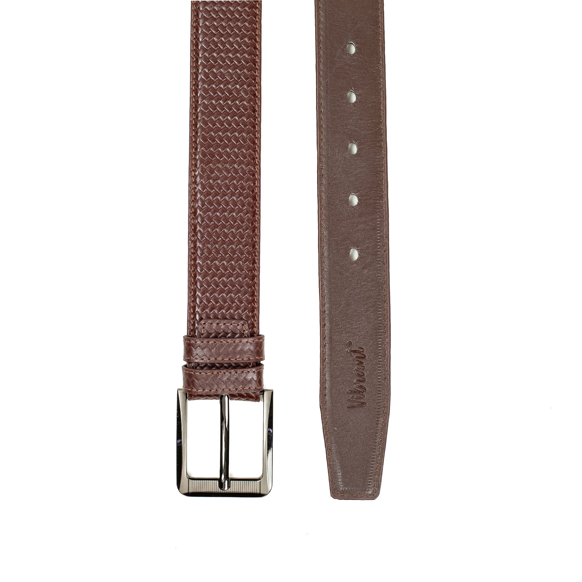 Men's Brown Genuine Leather Belt with Elegant Stitch Design and Durable Metal Buckle - Vibrantbd.com