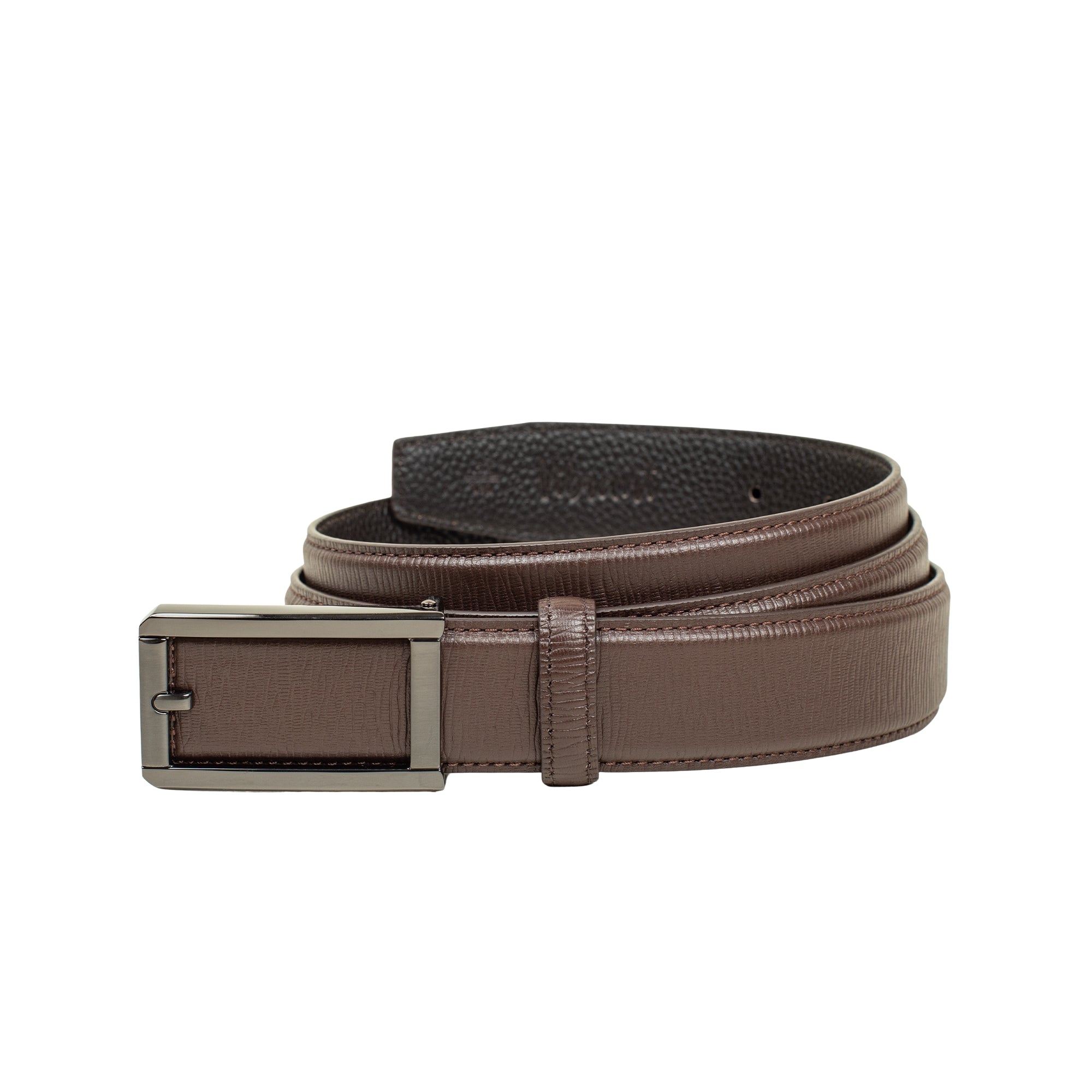 VIBRANT MEN'S BROWN PRINTED LEATHER AUTOMATIC BELT