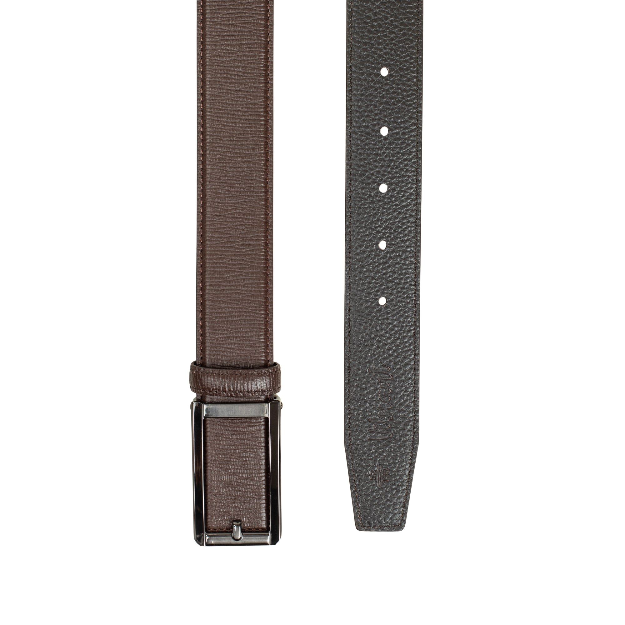 VIBRANT MEN'S BROWN PRINTED LEATHER AUTOMATIC BELT