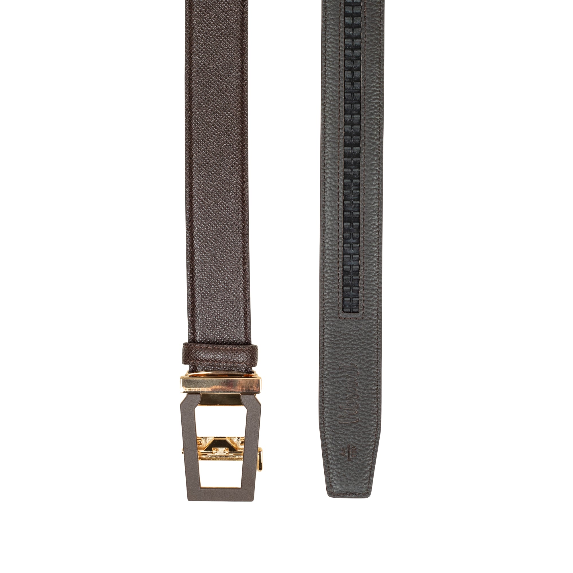 VIBRANT MEN'S BROWN TWO-TONE PRINTED LEATHER GEAR BELT