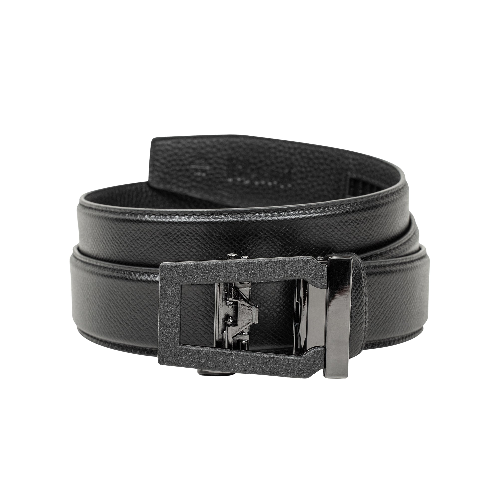 VIBRANT MEN'S BLACK TWO-TONE PRINTED LEATHER GEAR BELT