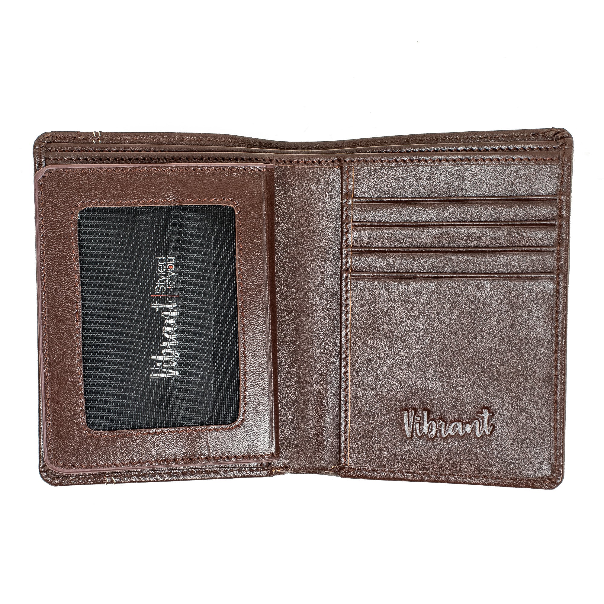 Vibrant Men's Genuine Leather Wallet – Classic Brown Bifold Wallet for Everyday Use - Vibrantbd.com