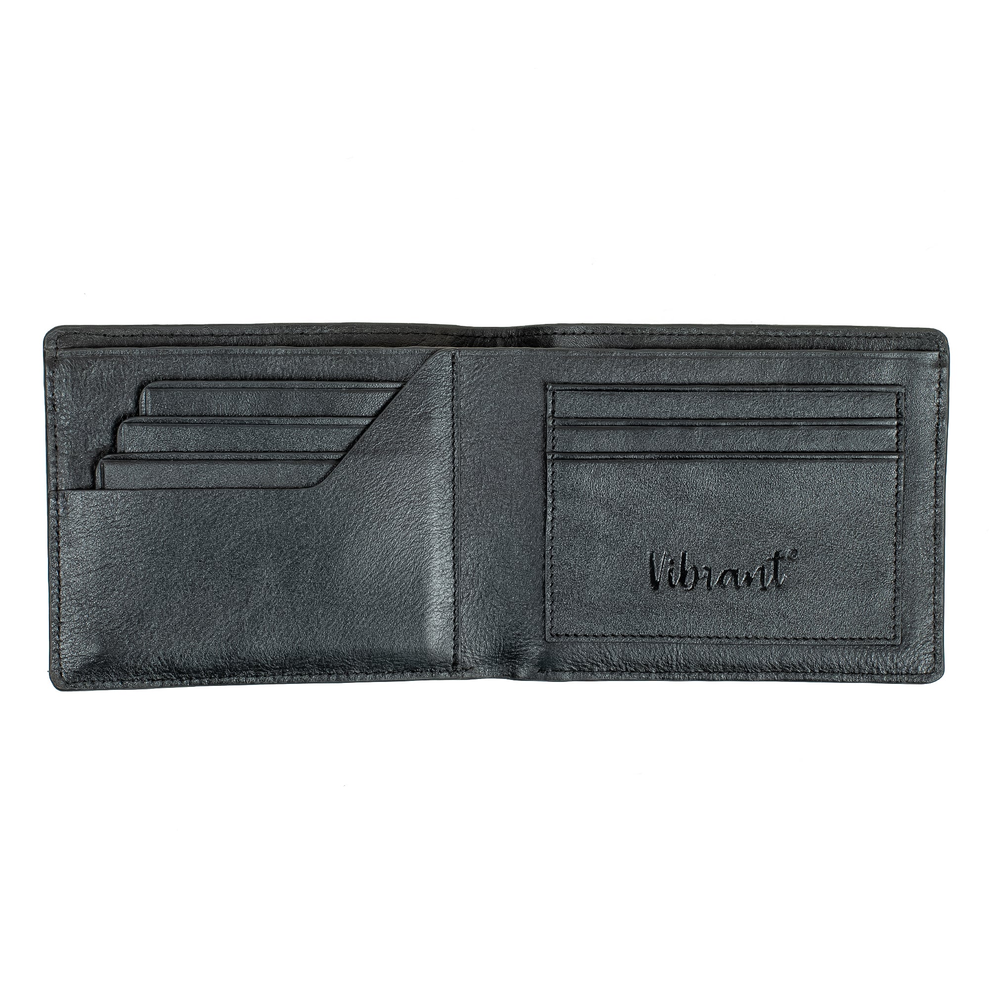 Vibrant Men's Black Genuine Leather Wallet - Vibrantbd.com