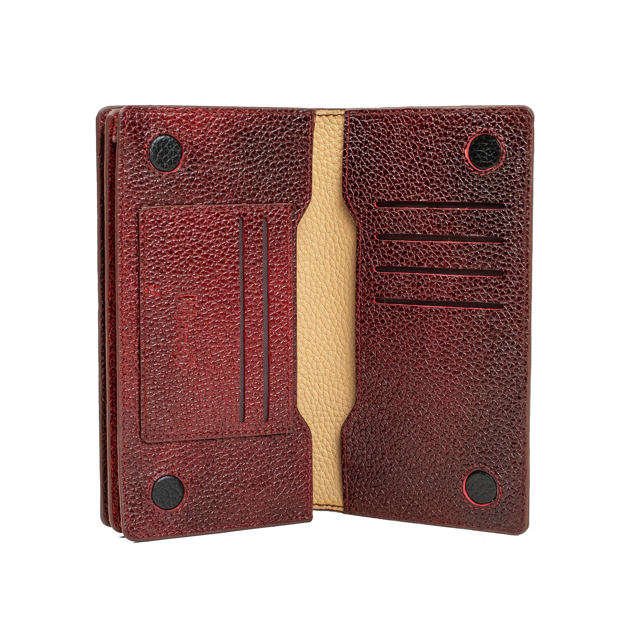 Vibrant Men's Maroon Genuine Leather Long Wallet – Stylish & Spacious for Cards, Cash & Smartphone - Vibrantbd.com