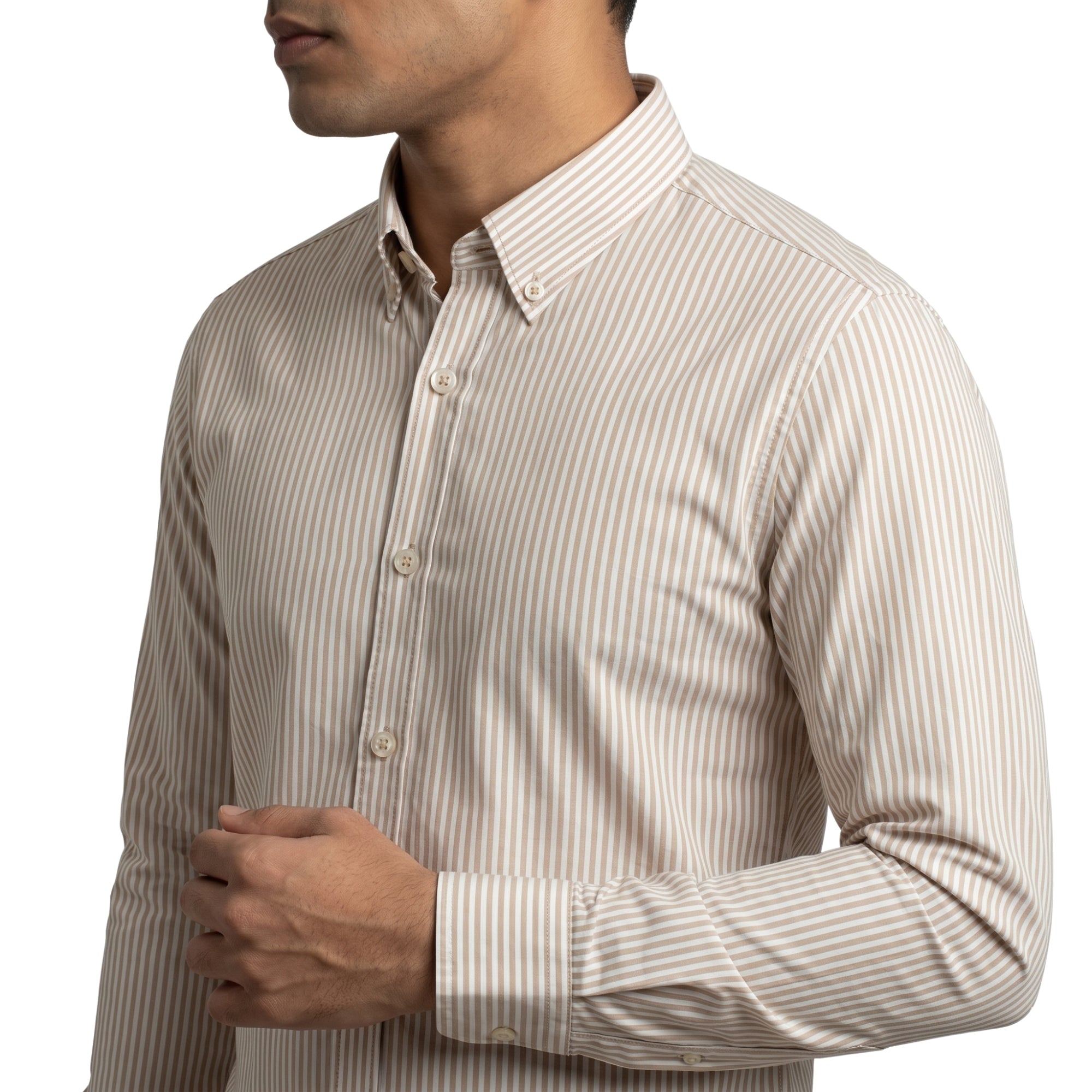 VIBRANT MEN’S VERTICAL STRIPED SLIM FIT FORMAL FULL SHIRT - Vibrantbd.com