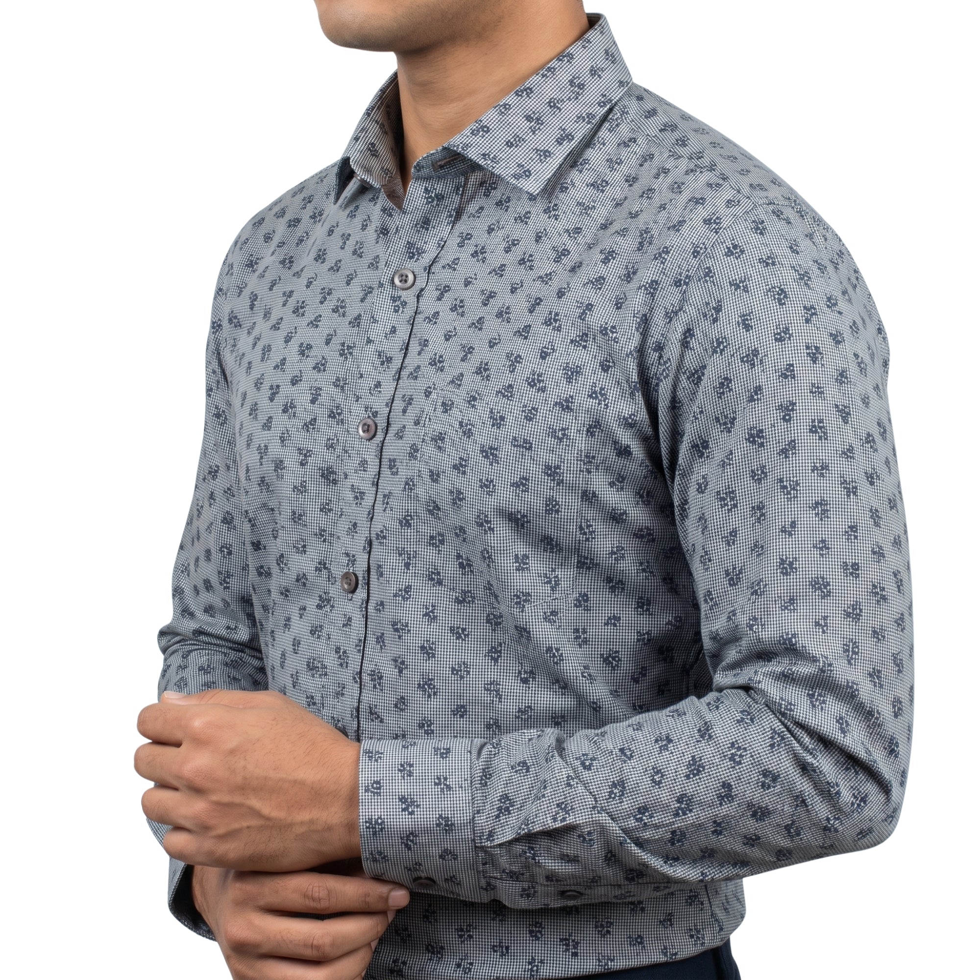 VIBRANT FLORAL MICRO PRINT SLIM FIT MEN’S CASUAL SHIRT - Vibrantbd.com
