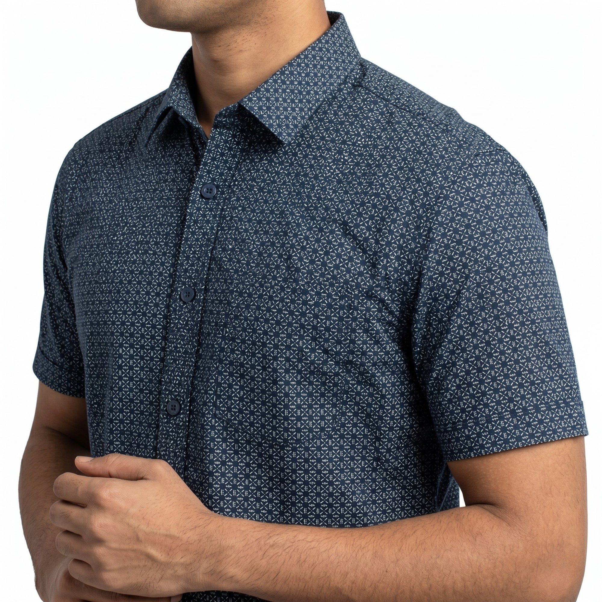 VIBRANT MEN'S GEOMETRIC PRINTED  HALF SLEEVE SHIRT - Vibrantbd.com