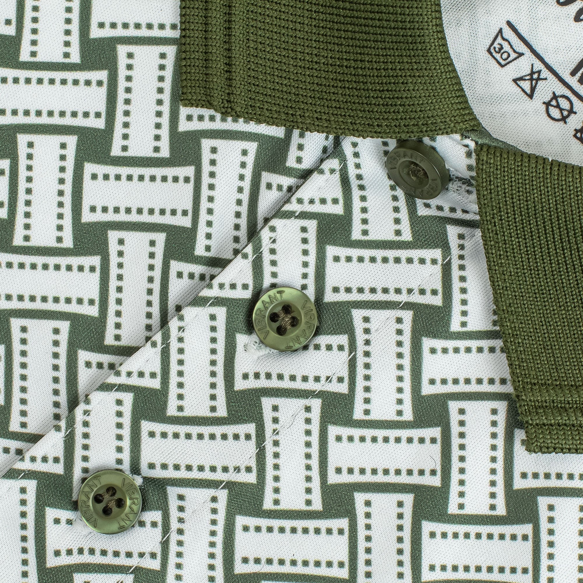 Vibrant Men's Sports Golf Polo Shirt - Green Geometric Print, Max Cool Polyester, Dry-Fit Sublimation - Vibrantbd.com