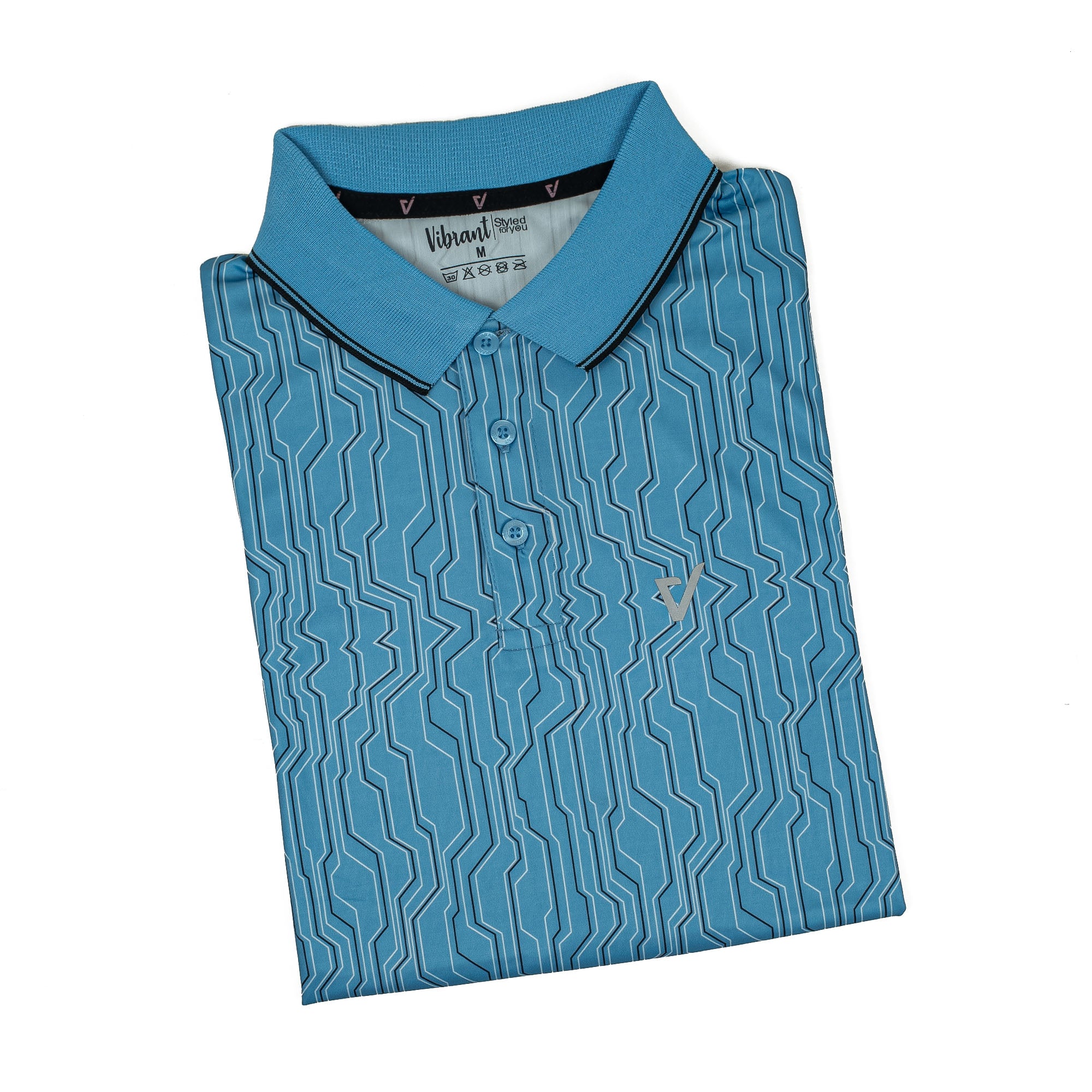 Vibrant Men's Blue Sublimation Printed Golf Polo Shirt – Max Cool Dry-Fit Sportswear for Ultimate Comfort - Vibrantbd.com